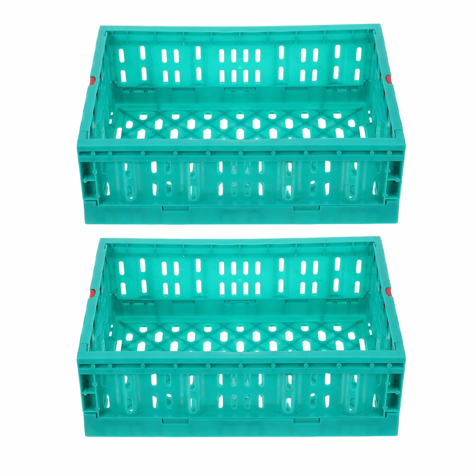 DOITOOL 2 Piezas Cestas Almacenaje Plegables de Plástico, Organizadores de Almacenamiento Transparentes para Cocina, Oficina, Dormitorio, Asas para Transporte y Diseño Ahorrador