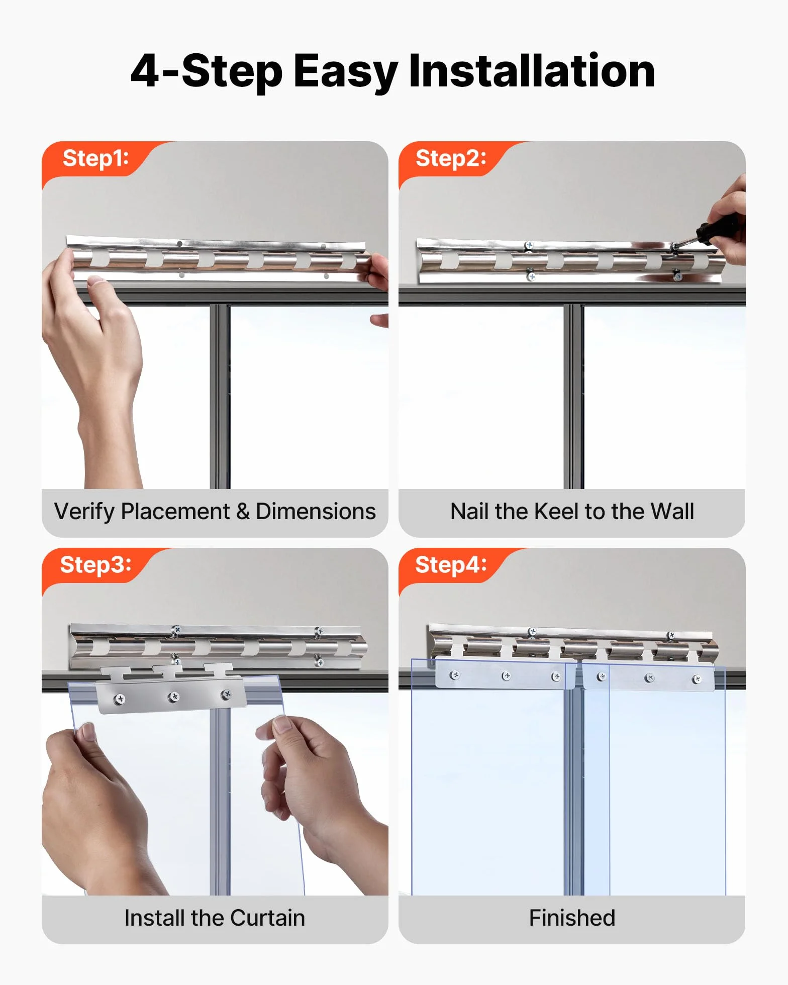 VEVOR Cortina de Tiras 183 x 213,4 cm Cortina de Puerta de PVC Transparente 12 Tiras de Plástico Espesor de 2 mm para Puerta de Cámara Frigorífica, Almacén, Refrigerador de Supermercado, Garajes