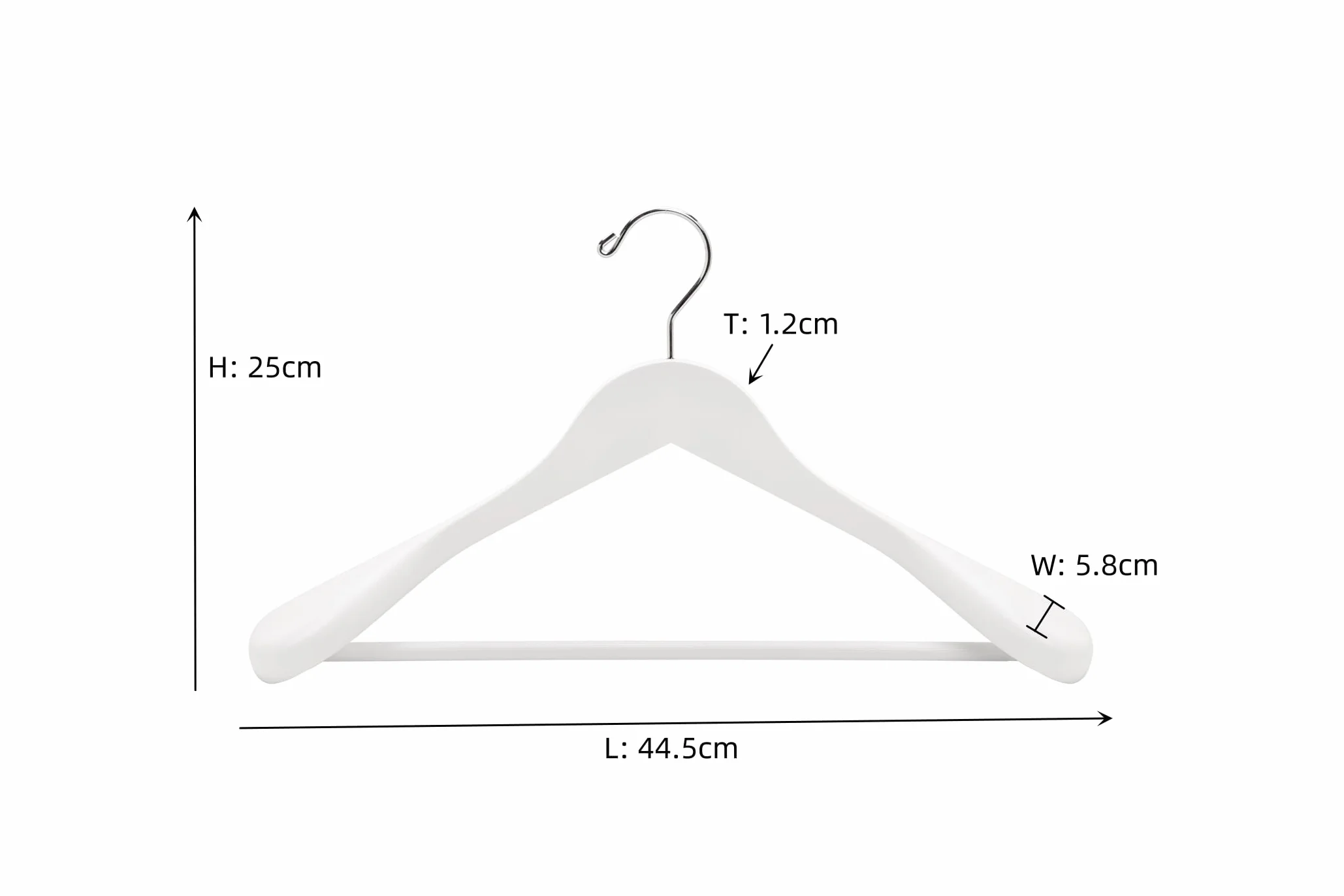 Amber Home 10 Unidades 44,5cm Perchas de Madera Blanco con Hombros Anchos, Lujosa y Robusta Percha para Ropa Exterior Abrigos Trajes Chaquetas con Varilla Redonda Antideslizante