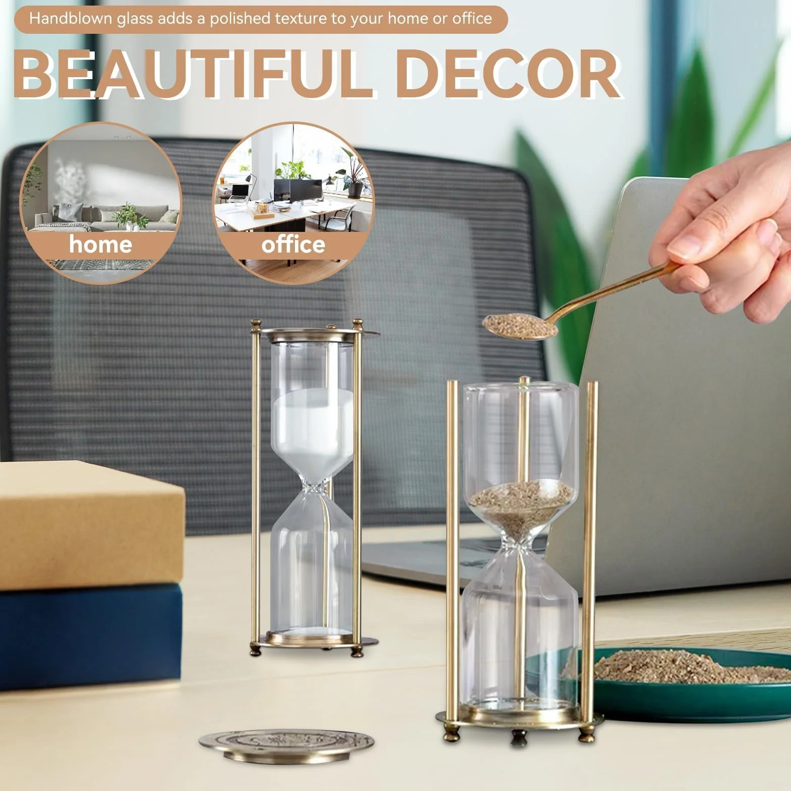 Reloj De Arena Cristal Transparente Temporizador para Decoración De Oficina