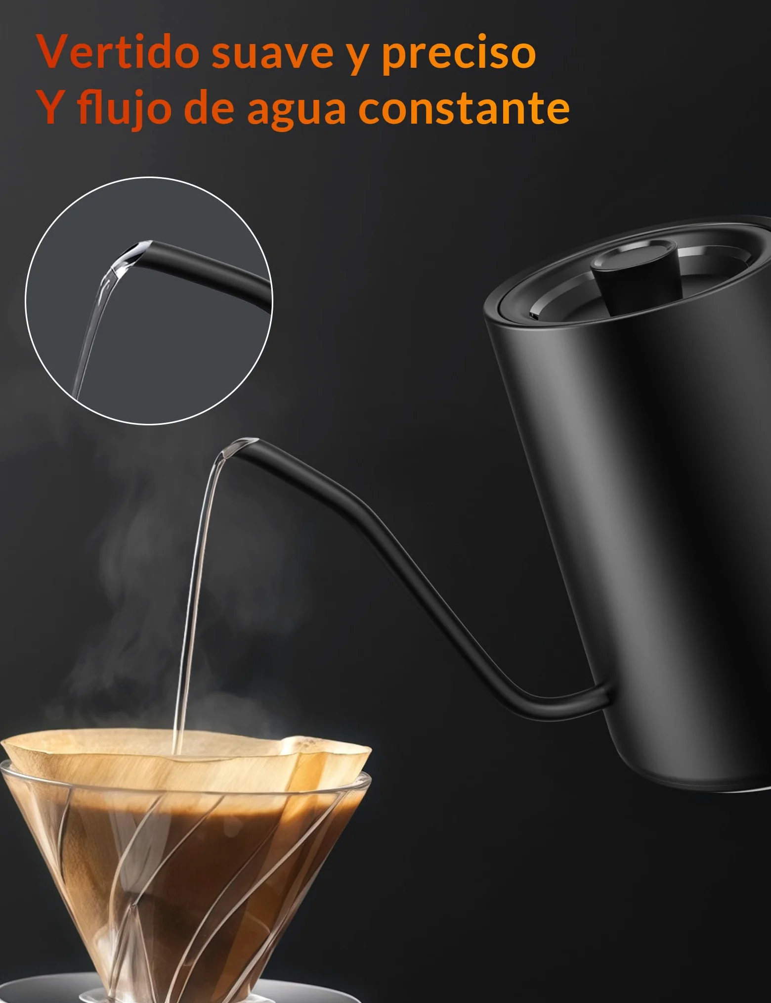 Hervidor de agua de acero inoxidable con ajuste de temperatura, hervidor de cuello de cisne, 24-horas tetera eléctrica con indicador de temperatura, hervidor de café, 0,9L, 1200W