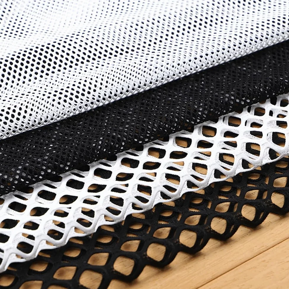 Tejido de malla de poliéster tejido elástico negro tejido de malla elástica tejido de malla de tul tejido de malla para manualidades tela de malla de pescado para coser decoración de ropa