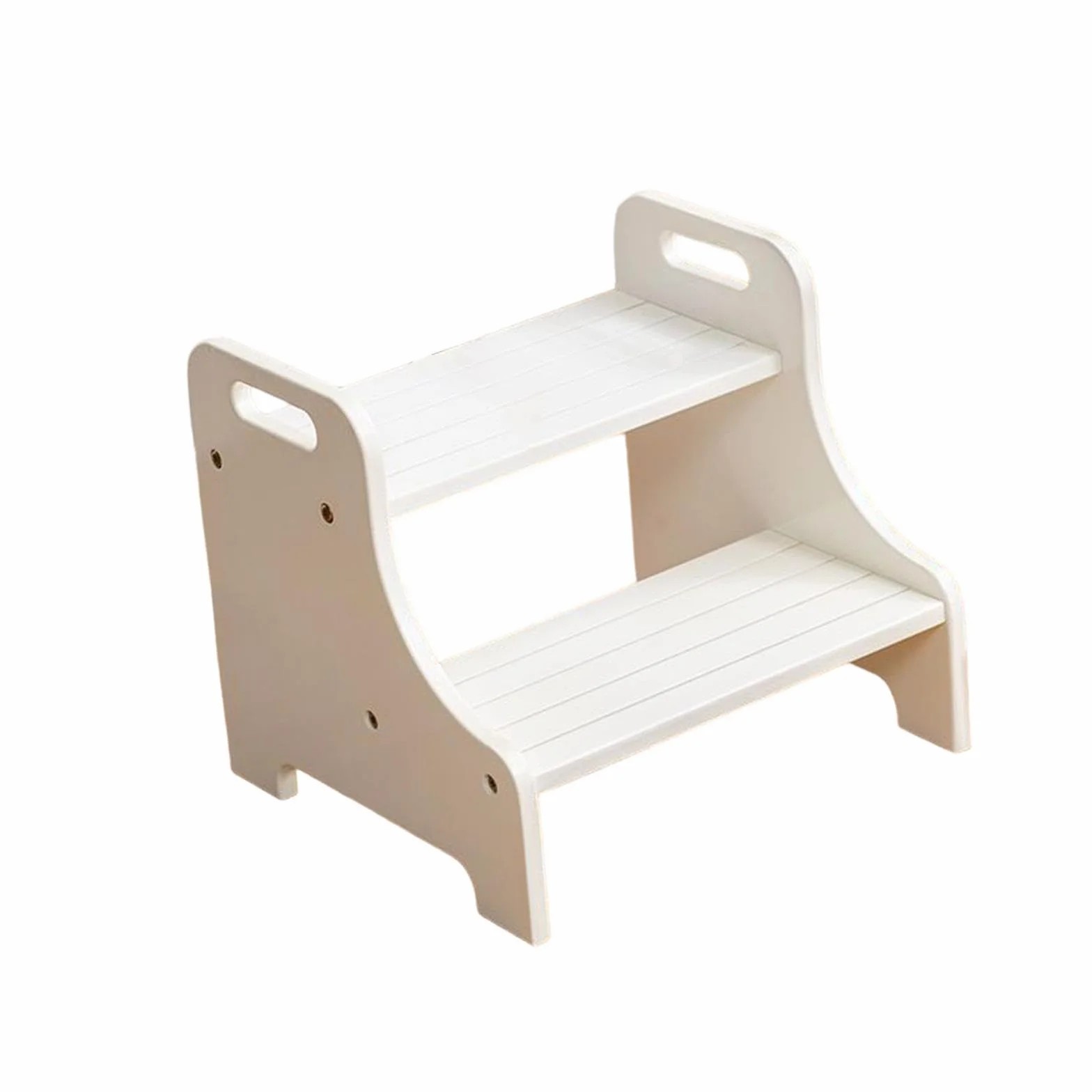 Taburete de Dos Niveles con Asas Y Cojines para Niños Y Adultos, Blanco, Individual