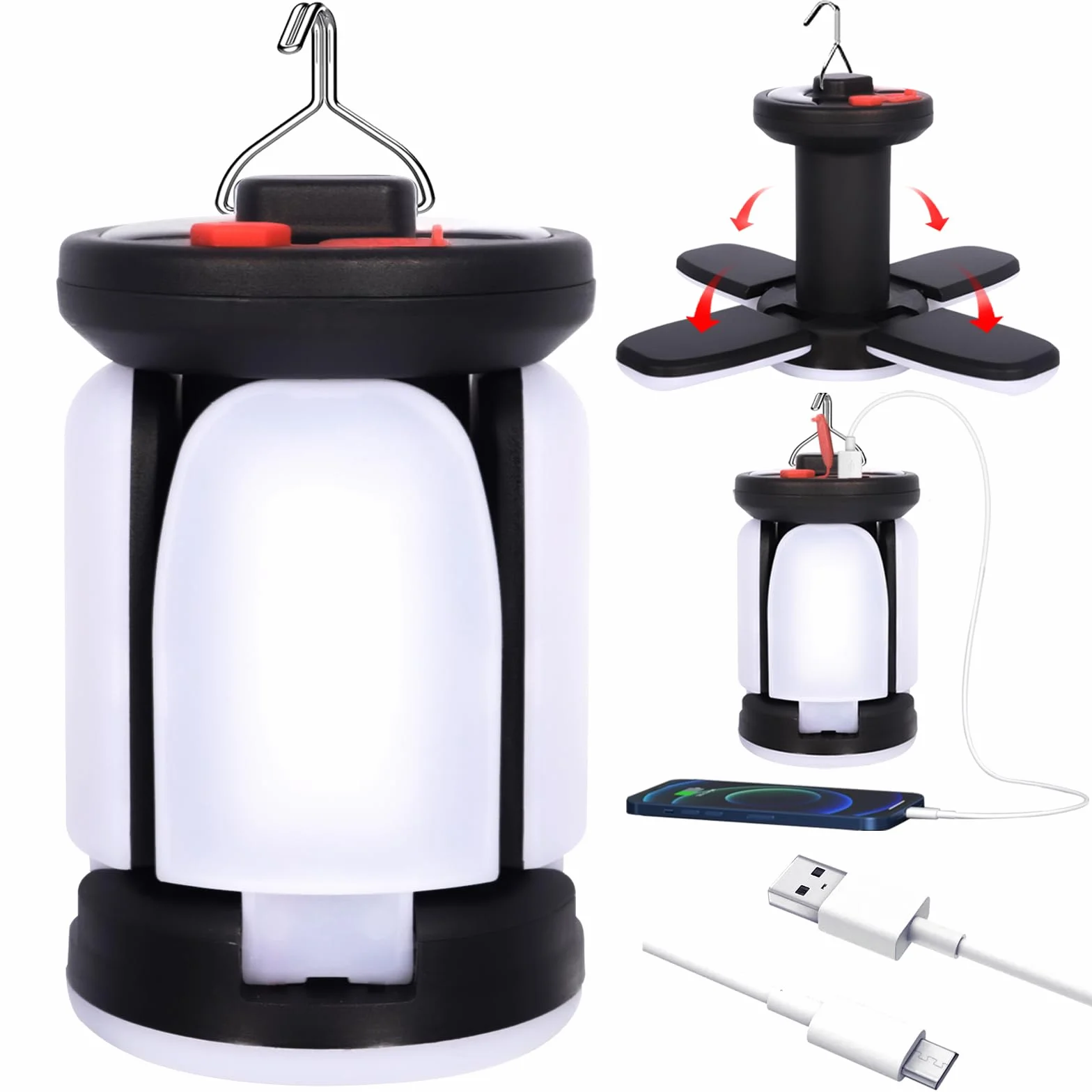 Lámpara Camping Recargable LED 3600mAh 6 Modos Iluminación Portátil Resistente al Agua