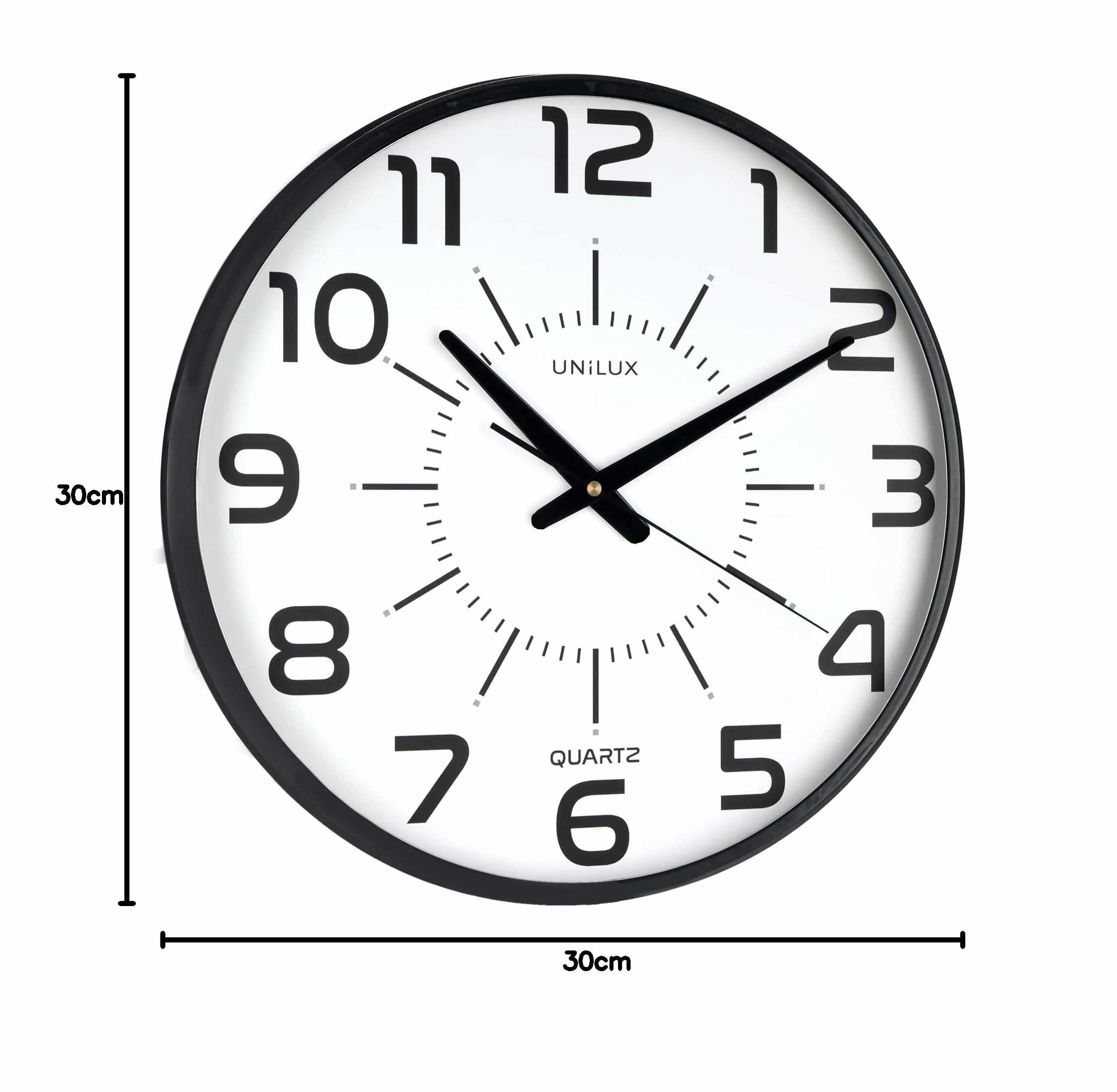 Unilux, Reloj de Pared Silencioso Pop, 30.5 cm, Color Negro