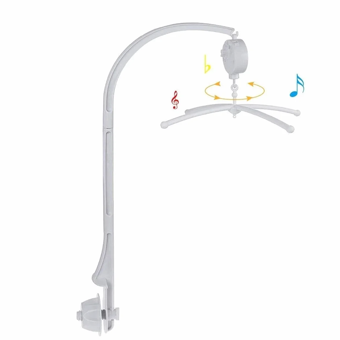 JZK Movil musical para cuna bebe con música "cancion de cuna" de brahms, cuna móvil caja música + soporte juguetes + brazo, rotación automática sin batería