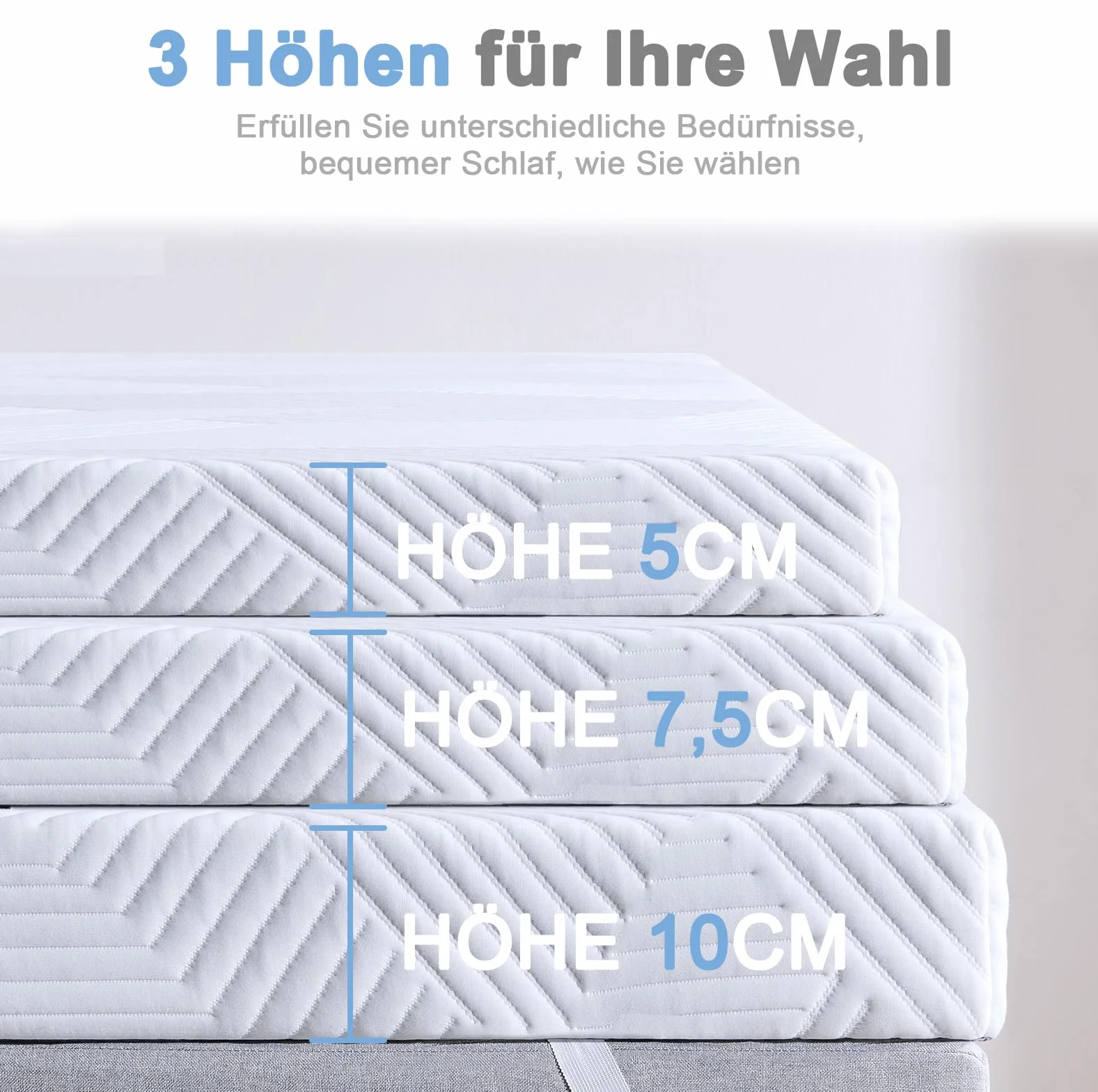 Twirest Topper de colchón de 180 x 200 cm, 5 cm de altura, sobrecolchón de 180 x 200 cm con un cómodo núcleo de espuma de confort, funda transpirable y lavable, para cama con somier, caravana, sofá