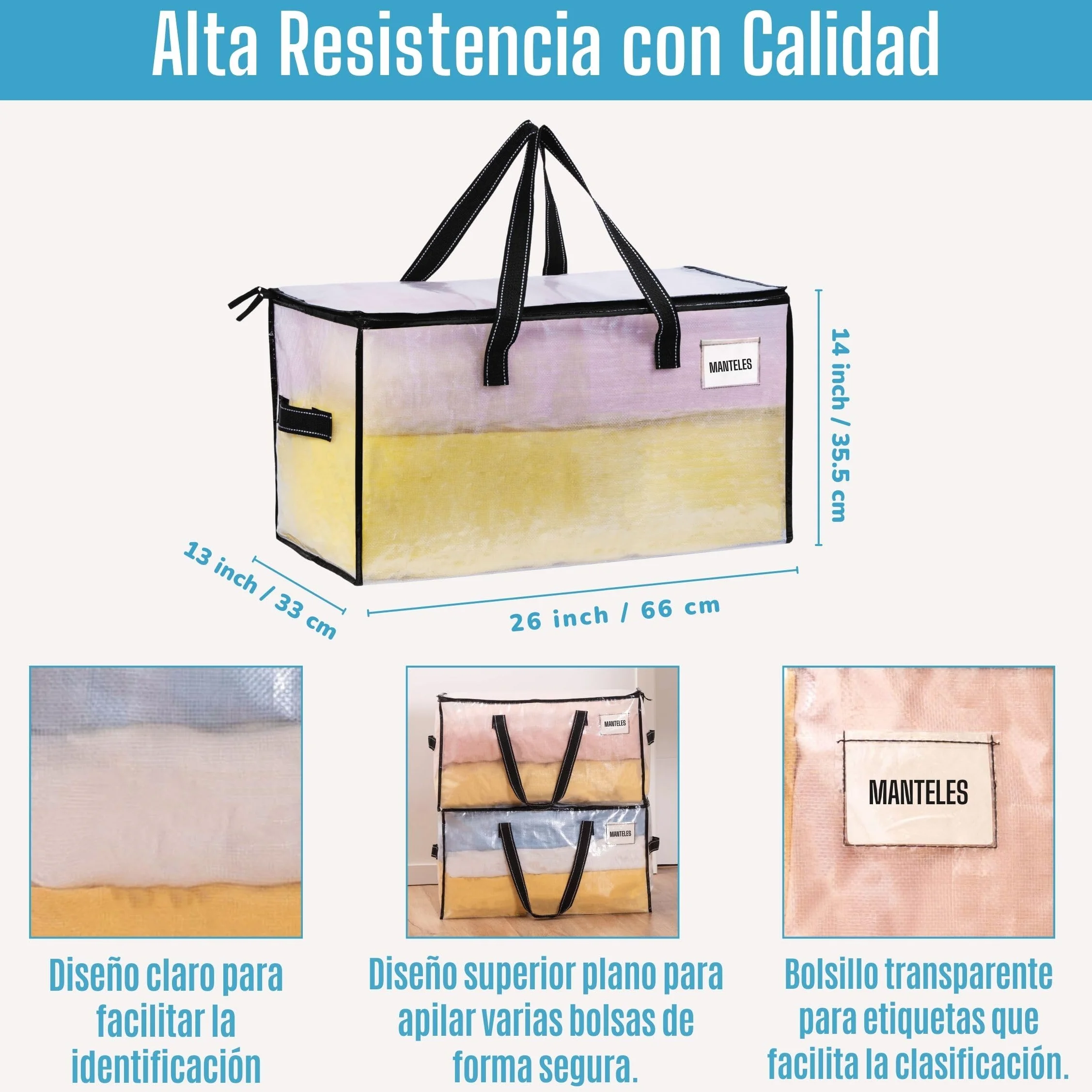 VENO Bolsa de Mudanza Grande y Resistente, Esenciales de Dormitorio Universitario, Organizador de Almacenamiento de Ropa con Cremallera, Almacenaje el Dormitorio(Transparente,Pack de 2)