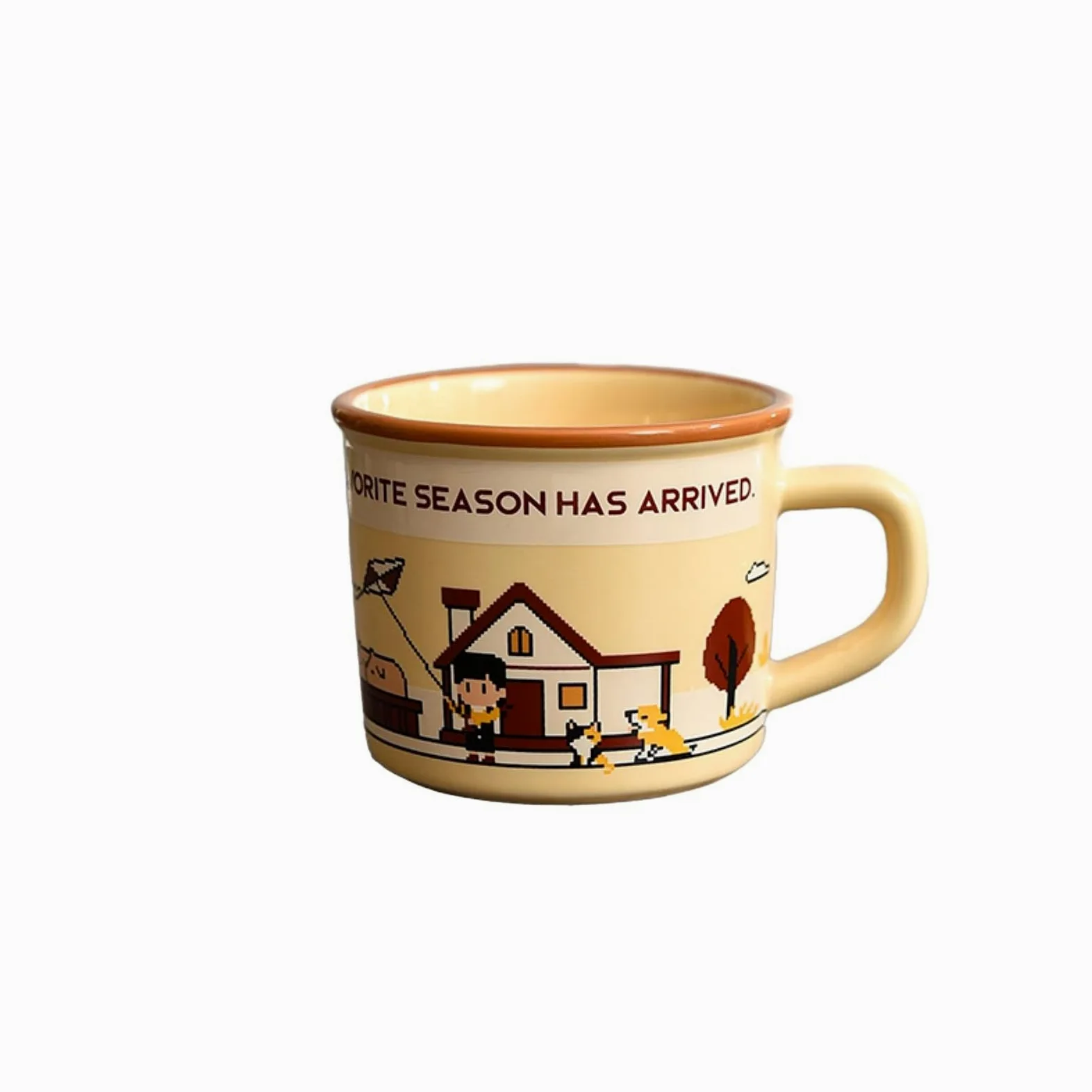Taza gruesa de cerámica de 380 ml, taza de café creativa para parejas, 1055-016 (té de leche de otoño), 380 ml
