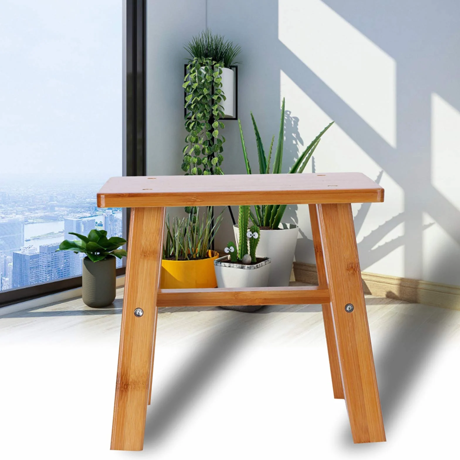 Taburete bajo Pequeño de Madera, Banco para Niños, Taburete Cuadrado, Taburete con Escalones Redondos, Textura Suave con Esquinas Redondeadas para la Sala de Estar del Hogar(2#)