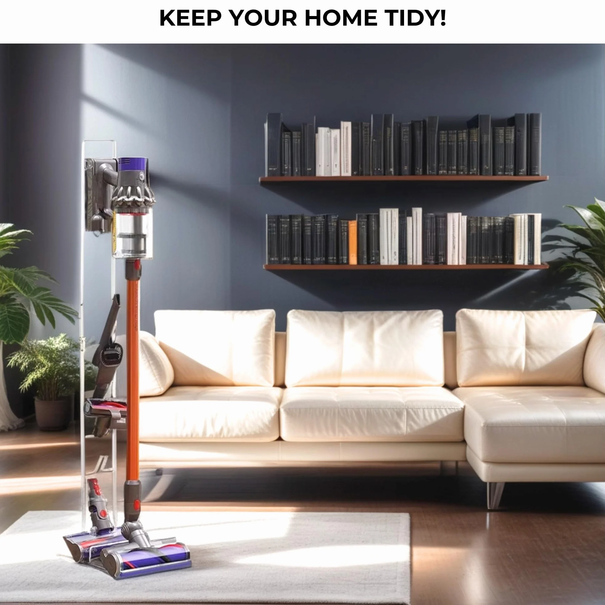MORANGO Soporte de Aspiradora Compatible con Dyson V15 V12 V11 V10 V8 V7 V6 - DC58/ DC59/ DC62/ DC74 - Organizador de Almacenamiento de Suelo Sin perforar la Pared.