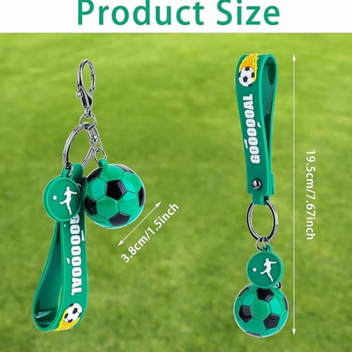 Pack de 2 Llaveros de Fútbol de Silicona Suave Negro y Verde para Adolescentes y Fanáticos