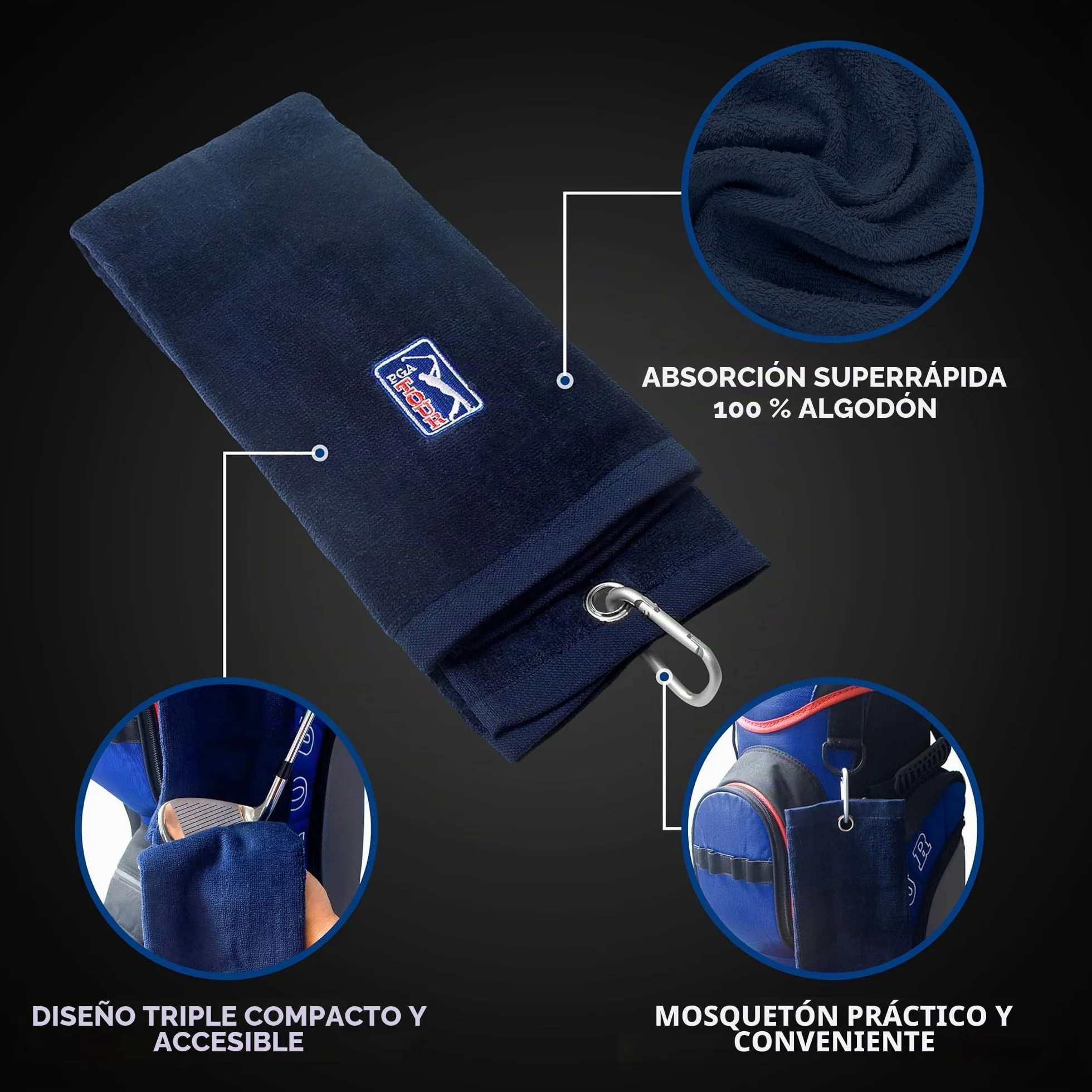 PGA Tour Toalla de Golf Azul 41.9 cm x 48.3 cm
