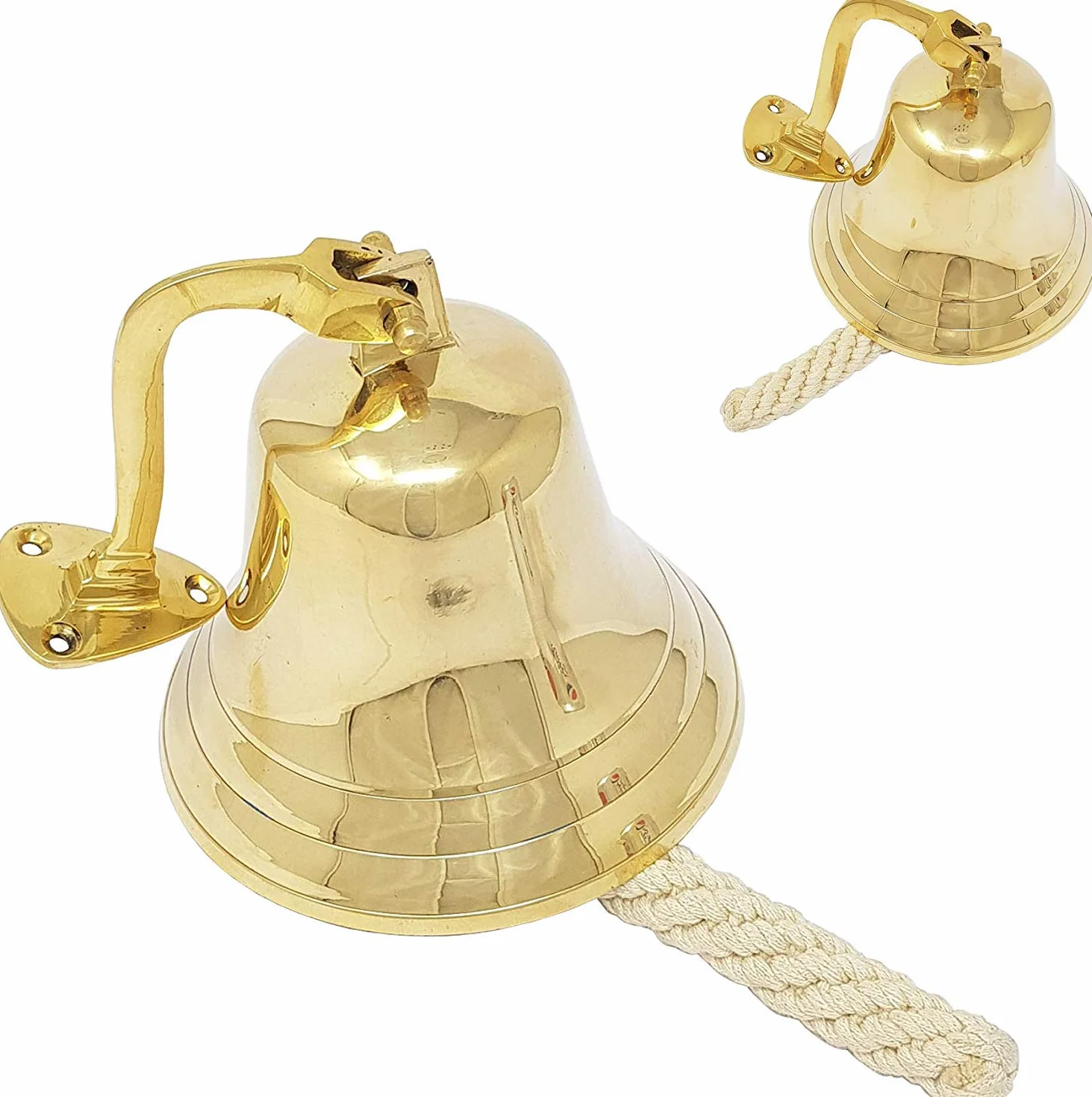 THORINSTRUMENTS (con dispositivo) Campana náutica de latón para colgar en la pared de la escuela marítima, cena, recepción, decoración del hogar