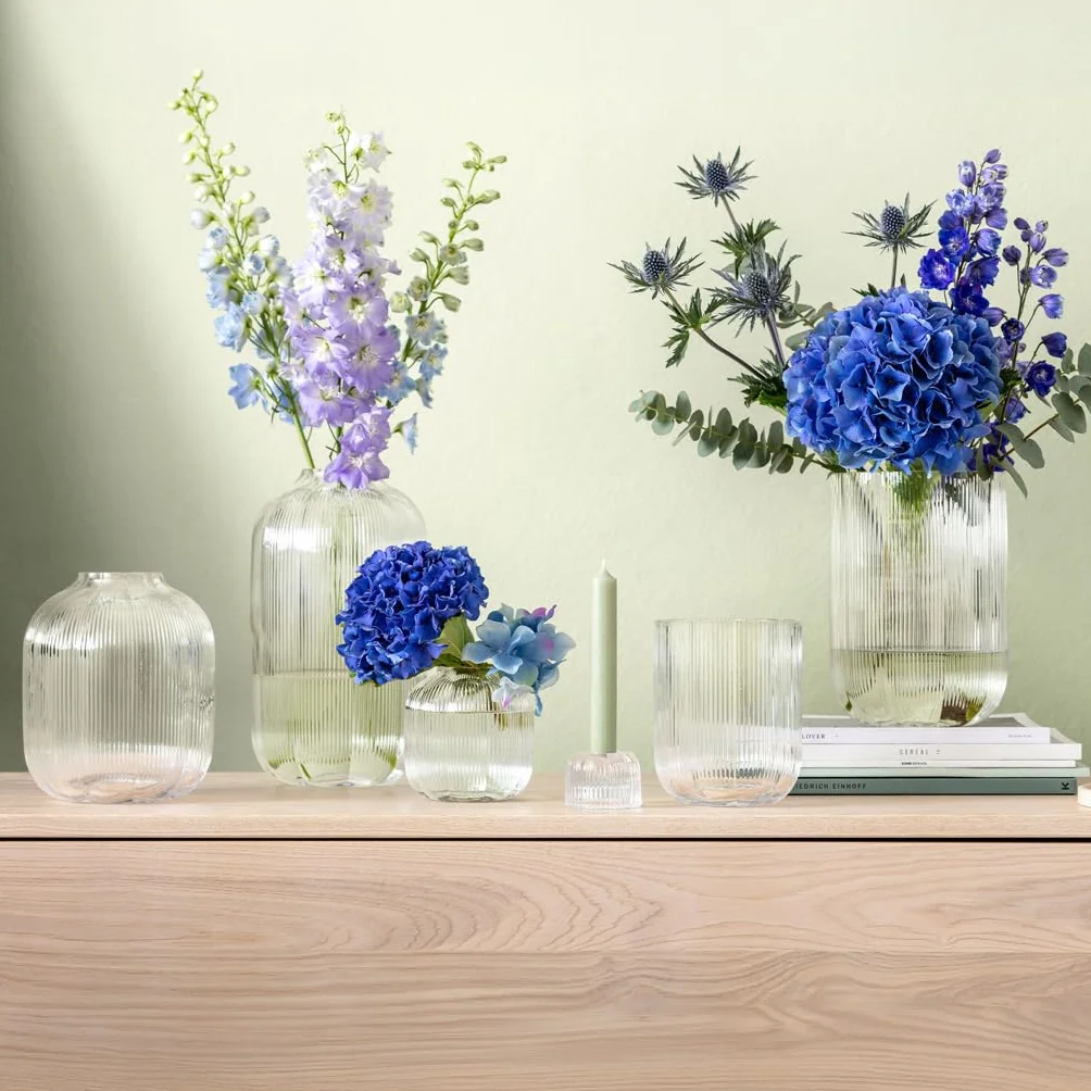 Villeroy & Boch - Fleur, jarrón Decorativo Transparente de 19 cm, inspiración Floral, jarrón de Mesa Apto para lavavajillas, Hecho a Mano de Vidrio soplado, artículos de decoración para el hogar