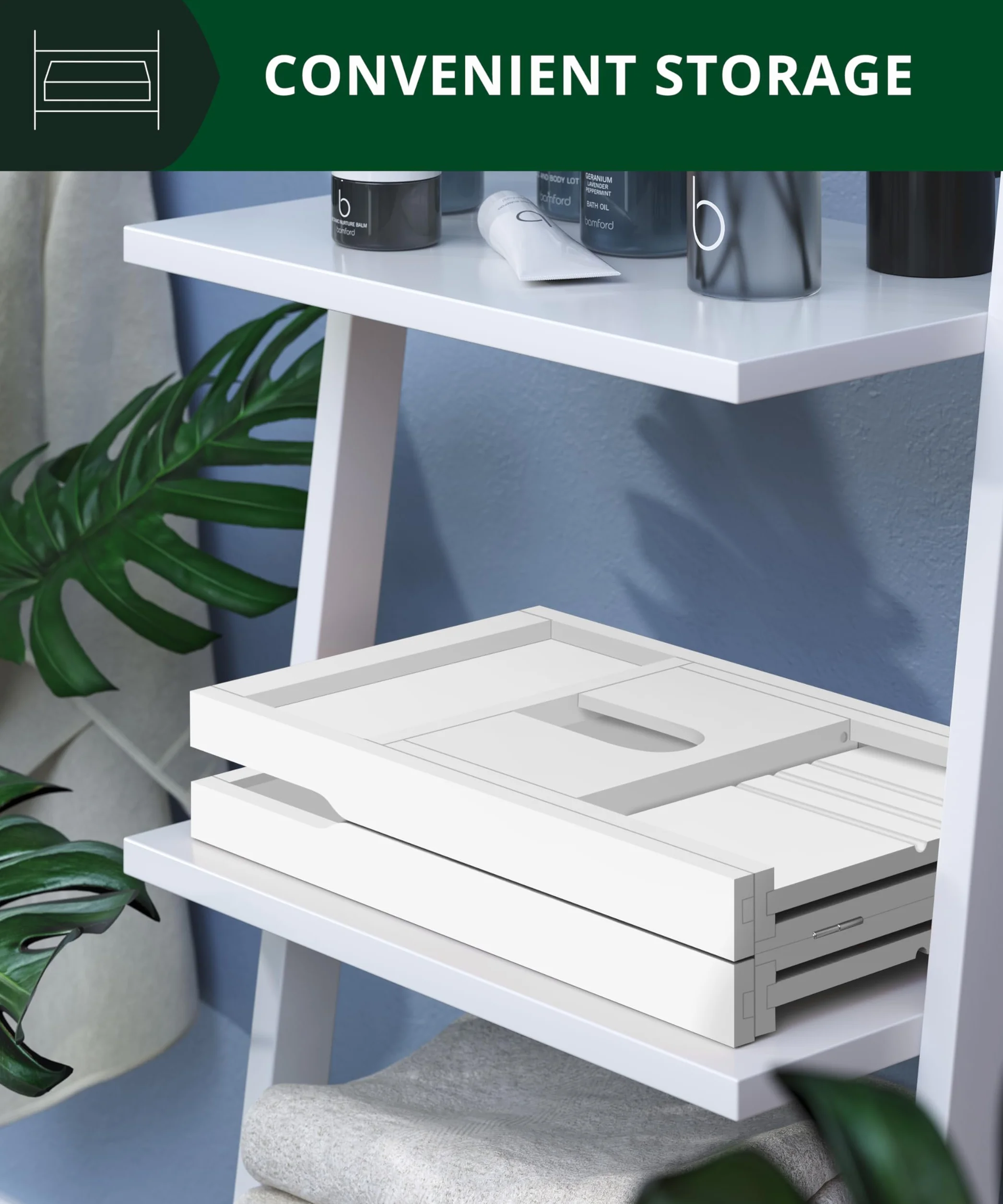 Royal Craft Wood Bandeja de Lujo para bañera, Bandeja de baño y Cama para 1 o 2 Personas, Bandeja de Mesa de bañera con Lados Extensibles, Bandeja organizadora Ajustable para baño, jabonera Gratis