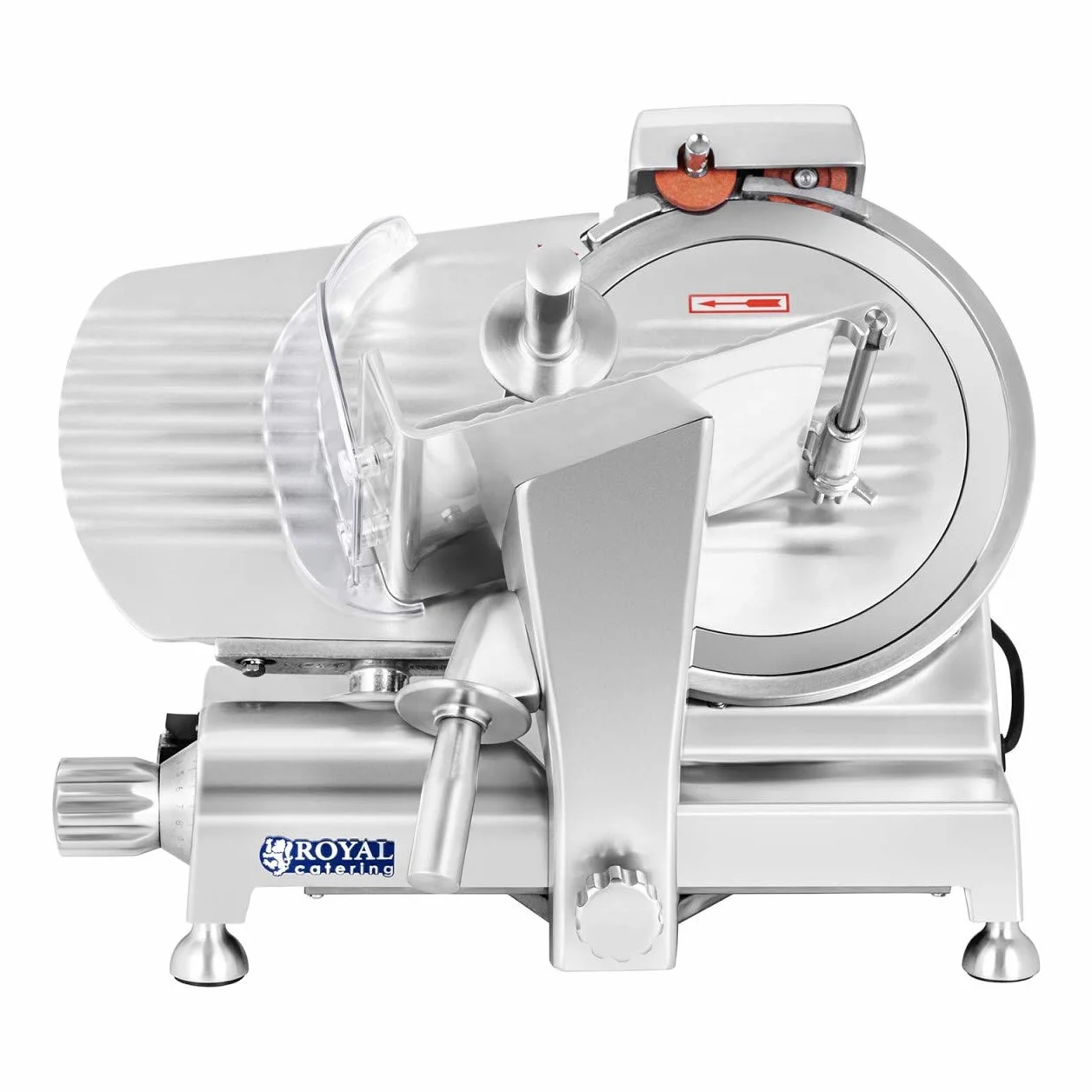 Royal Catering Cortafiambres Cortador De Fiambres Para Carnicería RCAM-250EXPERT (Cuchilla: Ø 250 mm, Corte hasta 12 mm, 180 W, Con afilador)