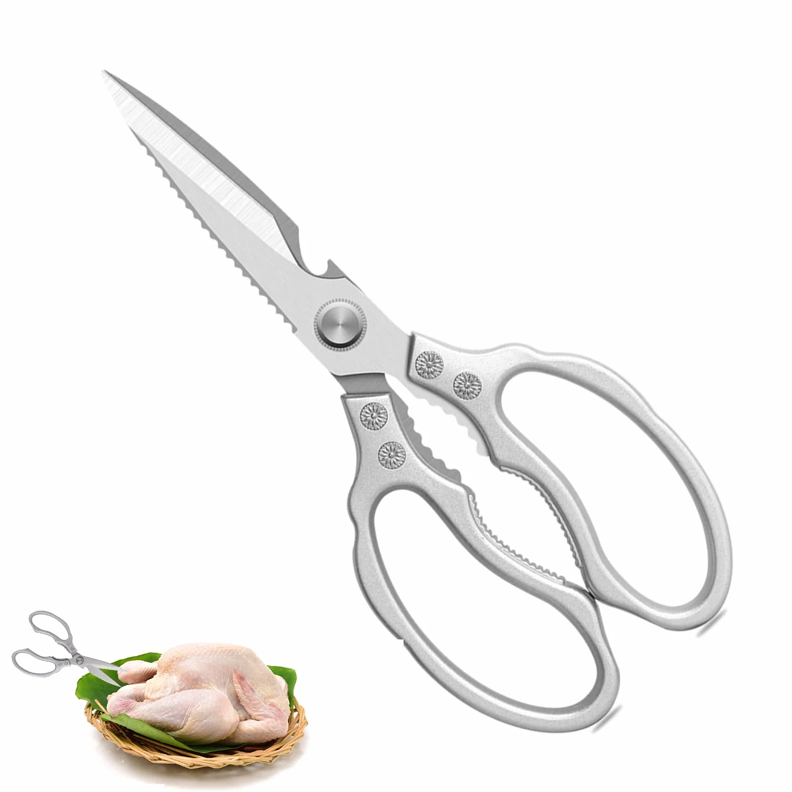 Tijeras de Cocina Resistentes Multiuso Profesionales,con Hojas Afiladas de Acero Inoxidable y Mangos Ergonómica,para cortar pollo,pescado,carne,aves,verduras,hierbas,huesos,nueces,barbacoa,Lavavajilla