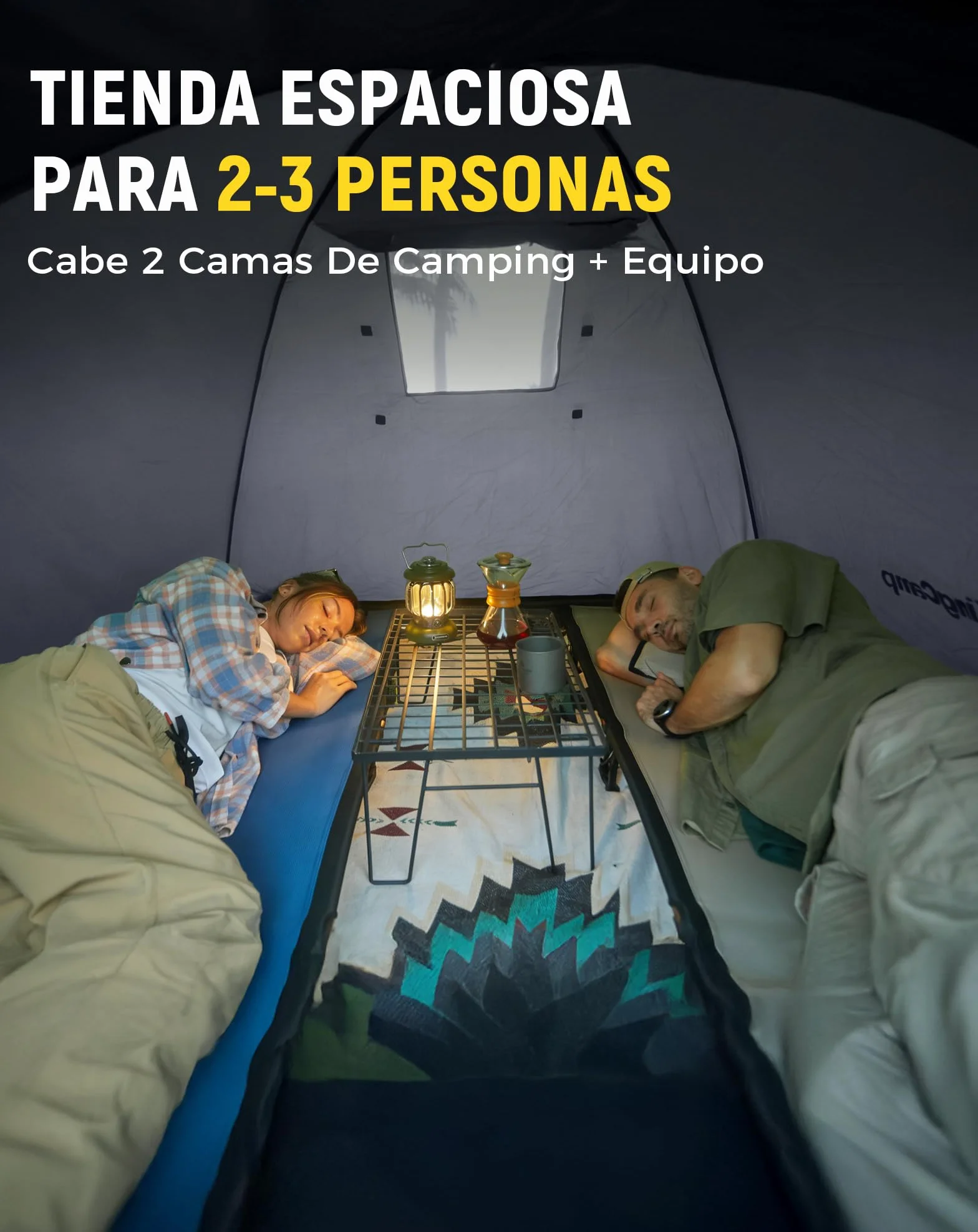 KingCamp Tienda de Campaña 2-3 Personas Impermeable 3000mm Ultraligera 210x180x130cm