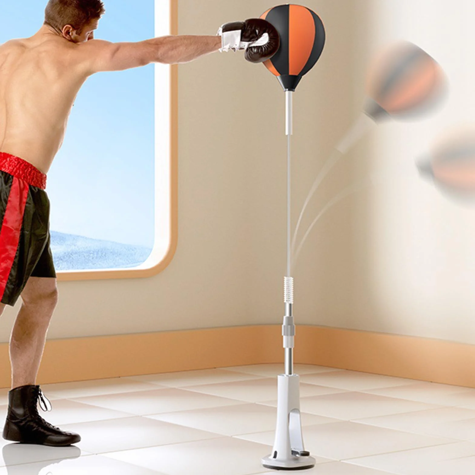 Saco de boxeo de pie para adultos ajustable, kit de entrenamiento de coordinación ojo-mano