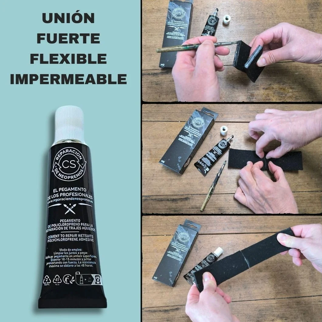 Pegamento neopreno profesional 2×30 g adhesivo impermeable reparación trajes surf buceo triatlón rápida duradera flexible