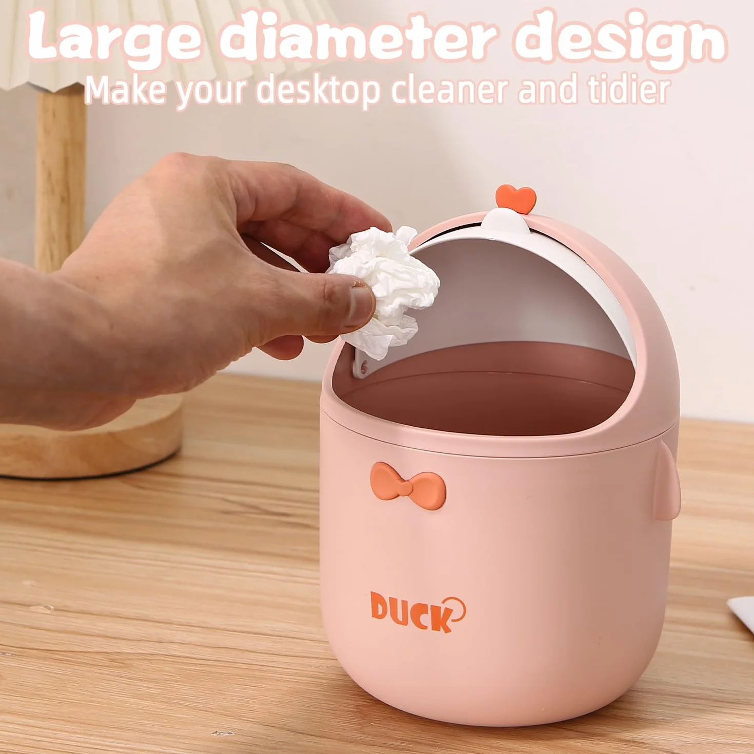 Huifoo Mini Cubo de Basura de Mesa con Tapa - Decoración Kawaii, Caja de Almacenamiento