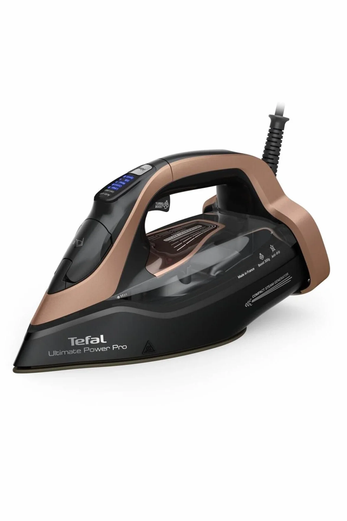 Tefal Ultimate Power Pro FV9E50 Dampfbügeleisen, 3200W, 300g/min Boost, Schwarz/Kupfer (FV9E50)