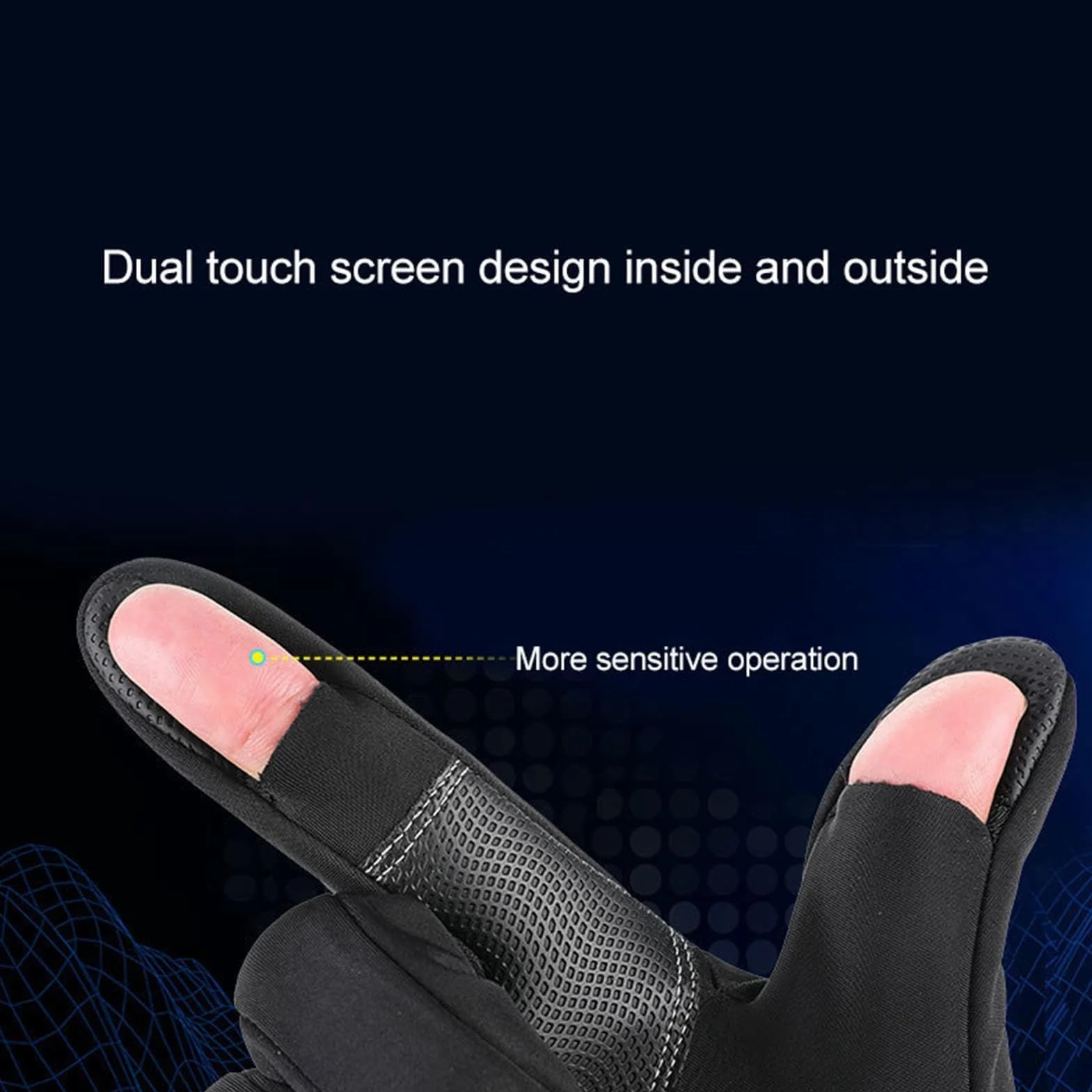 HERCHR Guantes de Pesca Impermeables Térmicos con Pantalla Táctil 2 Dedos Cortados para Ciclismo Invierno Kayak Negro