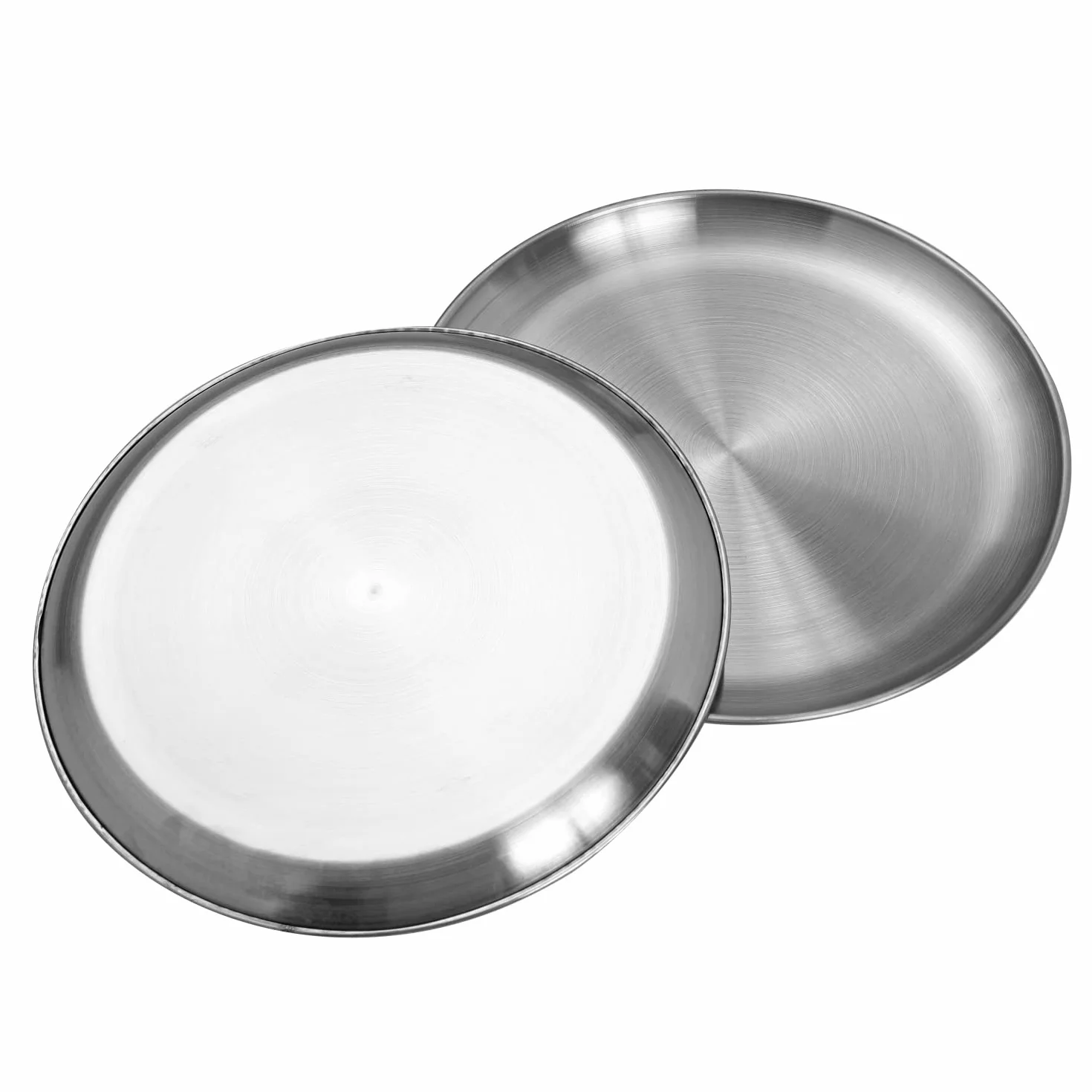 Platos de acero inoxidable inox 304 metal de acero ligero Unbreakable cena platos Juego de platos sin toxinas apto para lavavajillas seguro y saludable (23 cm 10 Piezas)