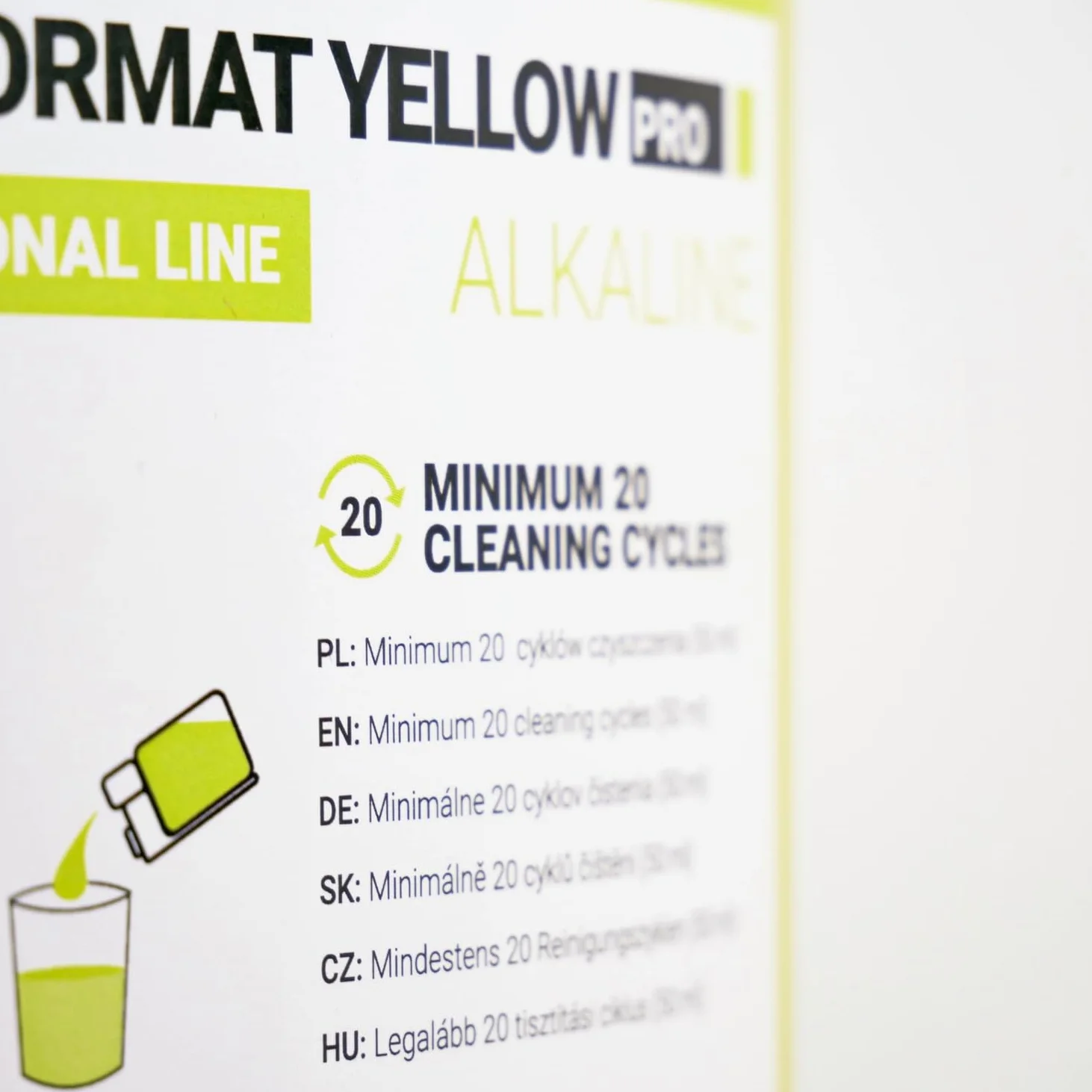MILK FORMAT YELLOW PRO: Líquido Alcalino para la Limpieza del Sistema de Leche, 2 x 1 L de Concentrado para el Espumador de Leche, Botella con Medidor, Elimina los Residuos Proteicos