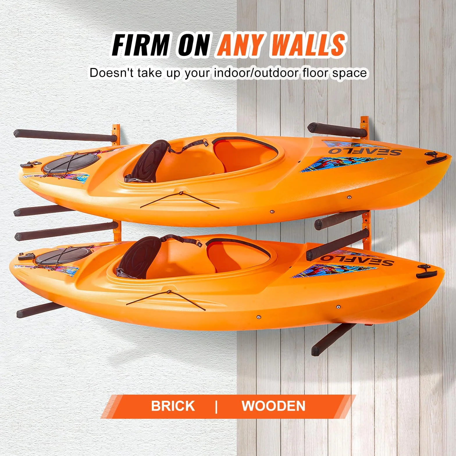 VEVOR Soporte de Pared para 4 Kayaks, Estante para Kayak, Carga de 400 Libras