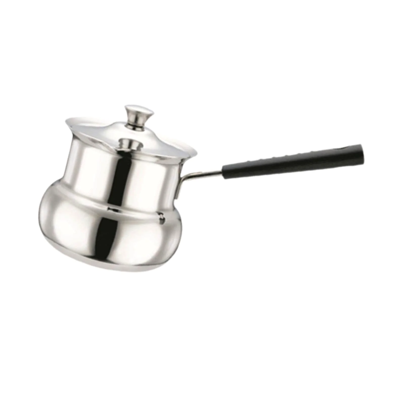 Amagogo Cafetera de Acero Inoxidable, Cafetera Turca, Calentador de Leche, Pequeña Portátil Universal, Sartén para Derretir Chocolate con Mango Cómod, Forma de tambor 720ml, tal como se describe