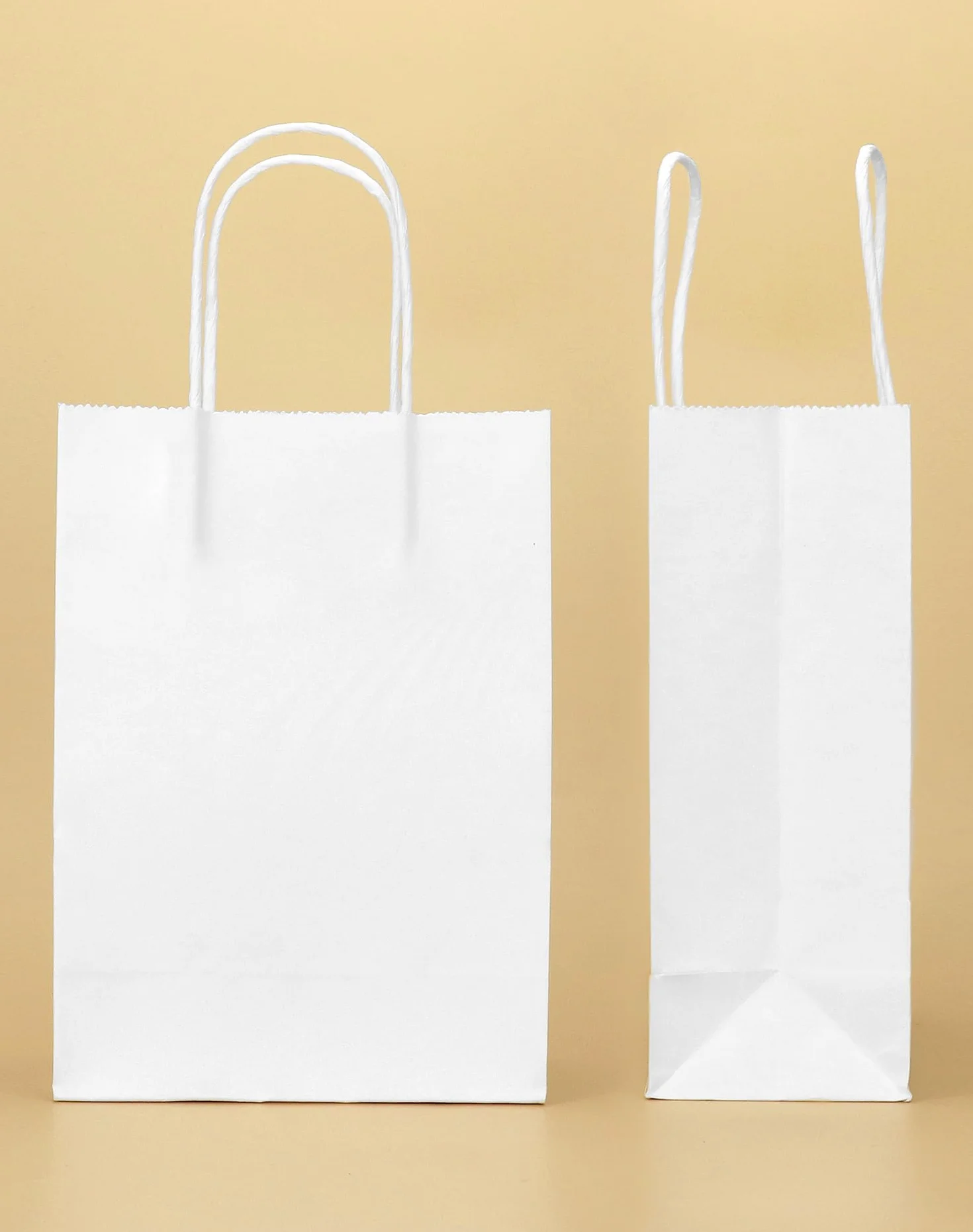 QWORK® 60 piezas bolsas de papel blanco con asas, bolsa regalo,15 x 8 x 21 cm, para fiestas, embalaje, bolsas de regalo de cumpleaños, bolsas de compras