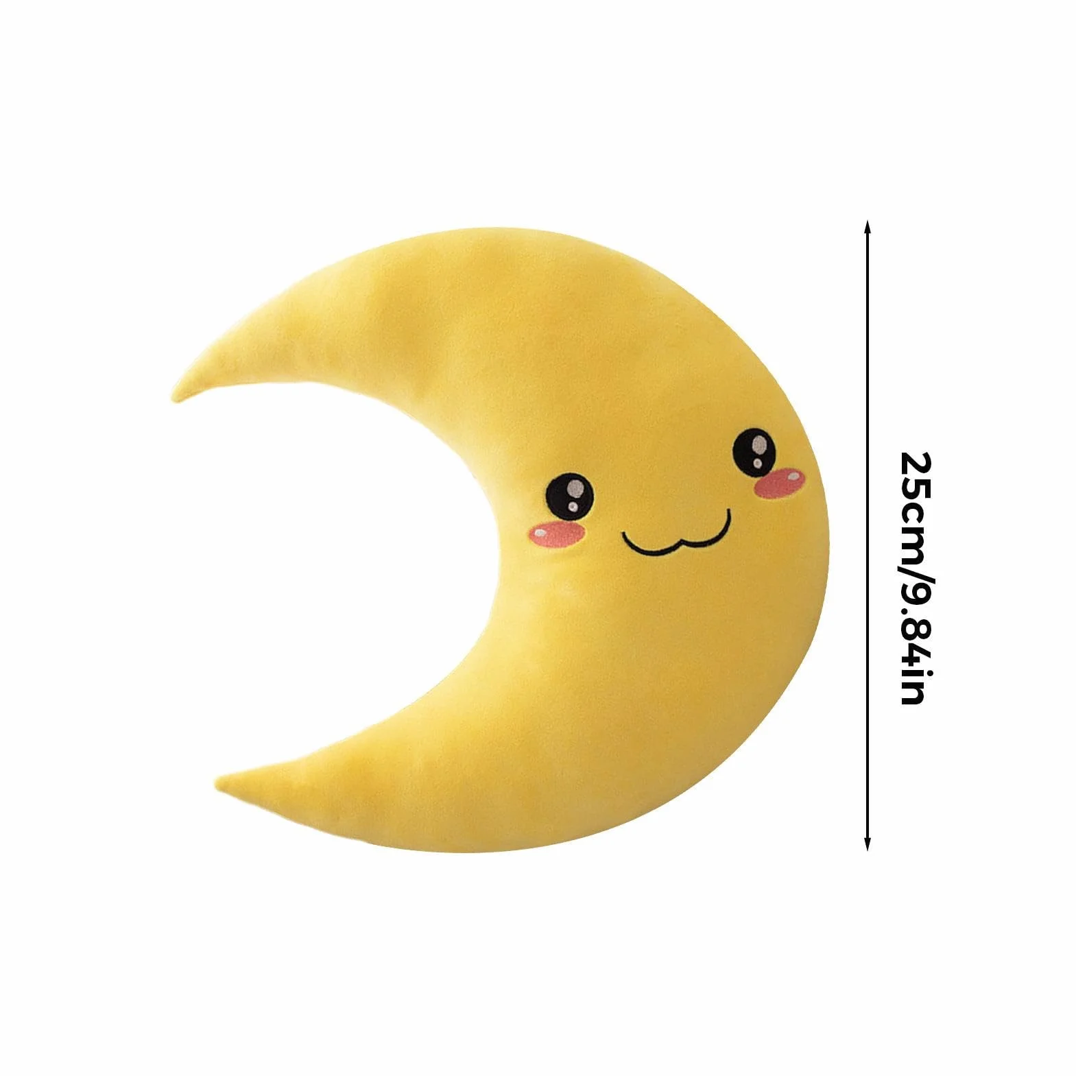 Cojín decorativo para habitación infantil de luna, 25 cm, almohada de peluche para bebé, cara sonriente bordada
