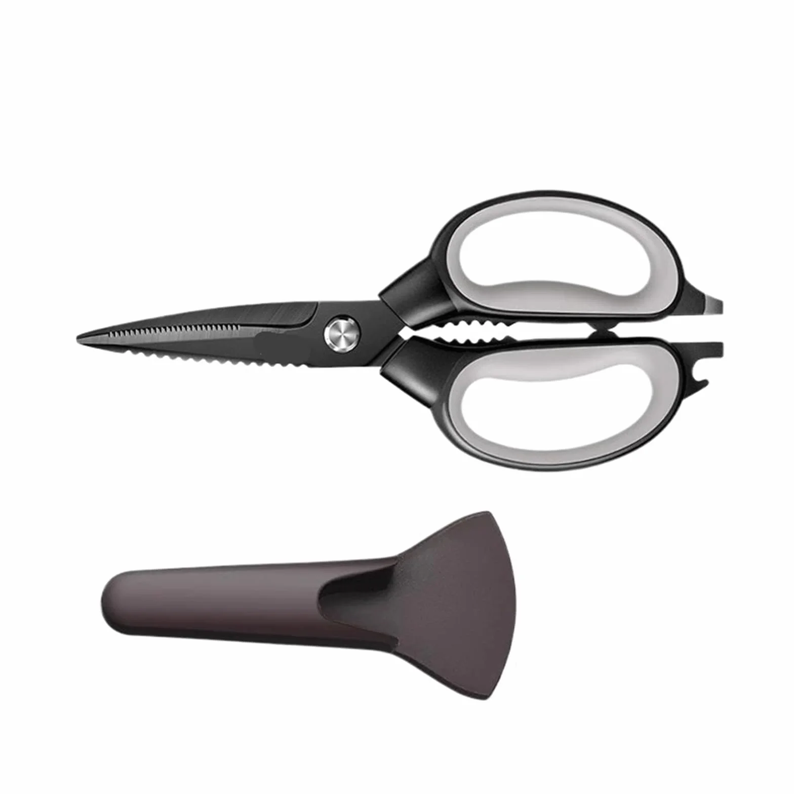 Tijeras de acero inoxidable multifuncional cocina hogar cortar verduras asado hueso(With knife covers)