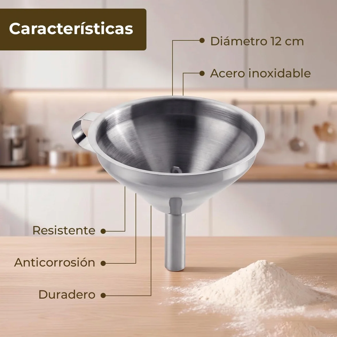 Tescoma - Embudo de Cocina GrandCHEF 12 cm de Acero Inoxidable – Resistente - Apto Lavavajillas - Ideal para Líquidos