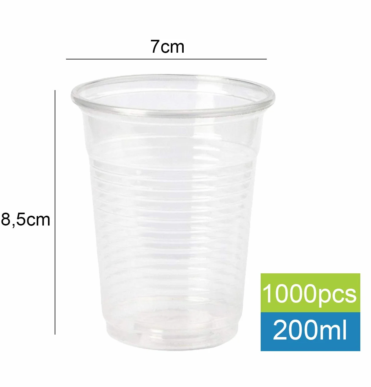 e!Orion Vasos de Plástico Desechables de Polipropileno - Reutilizable, Material Ecológico - Ideal para Fiesta, cumpleaños y Navidad - 200 ml, 1000 Unidades