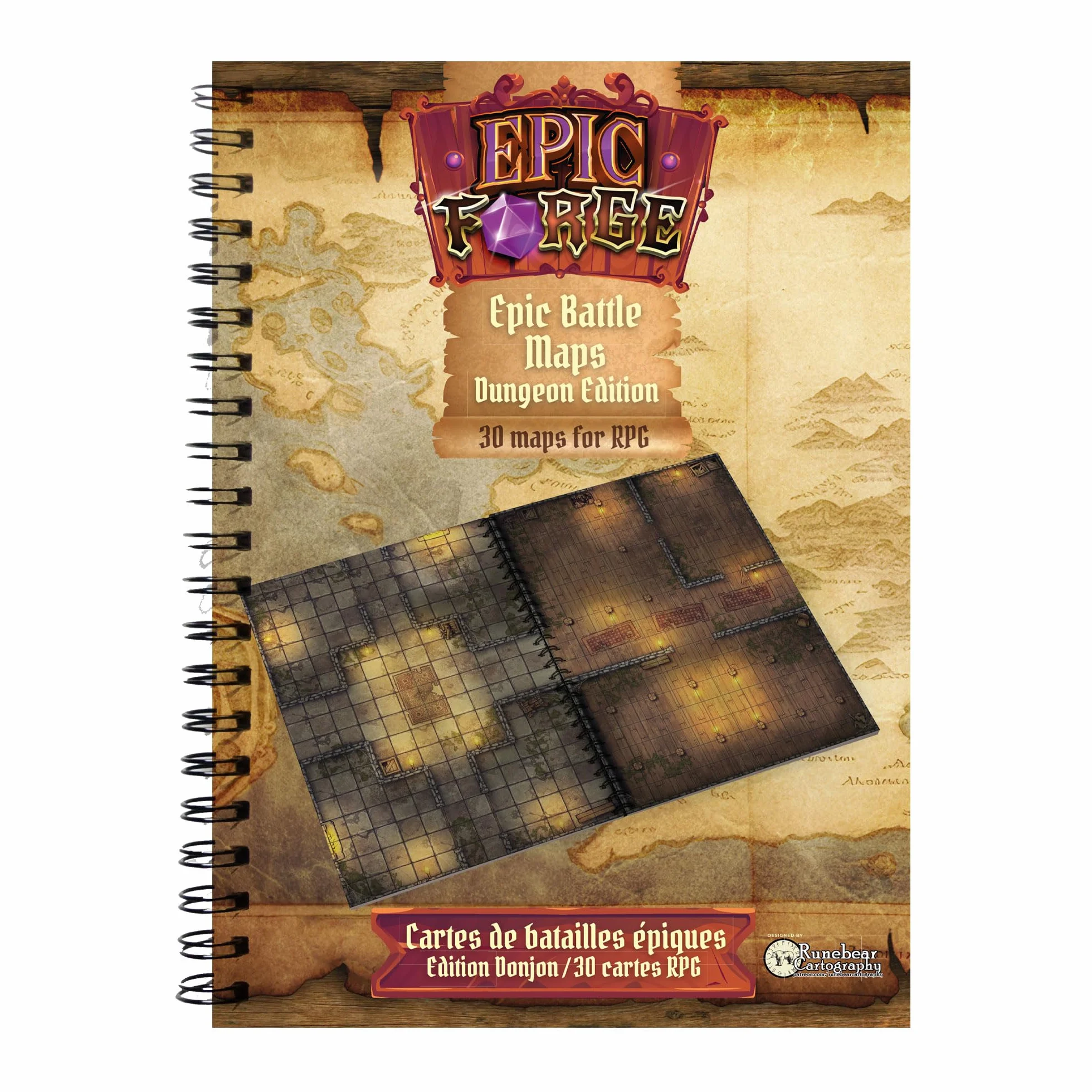 Epic Forge - Tablero de Mesa para Juegos: Mazmorras (305 x 420 mm), Formato A3, Rojo y marrón