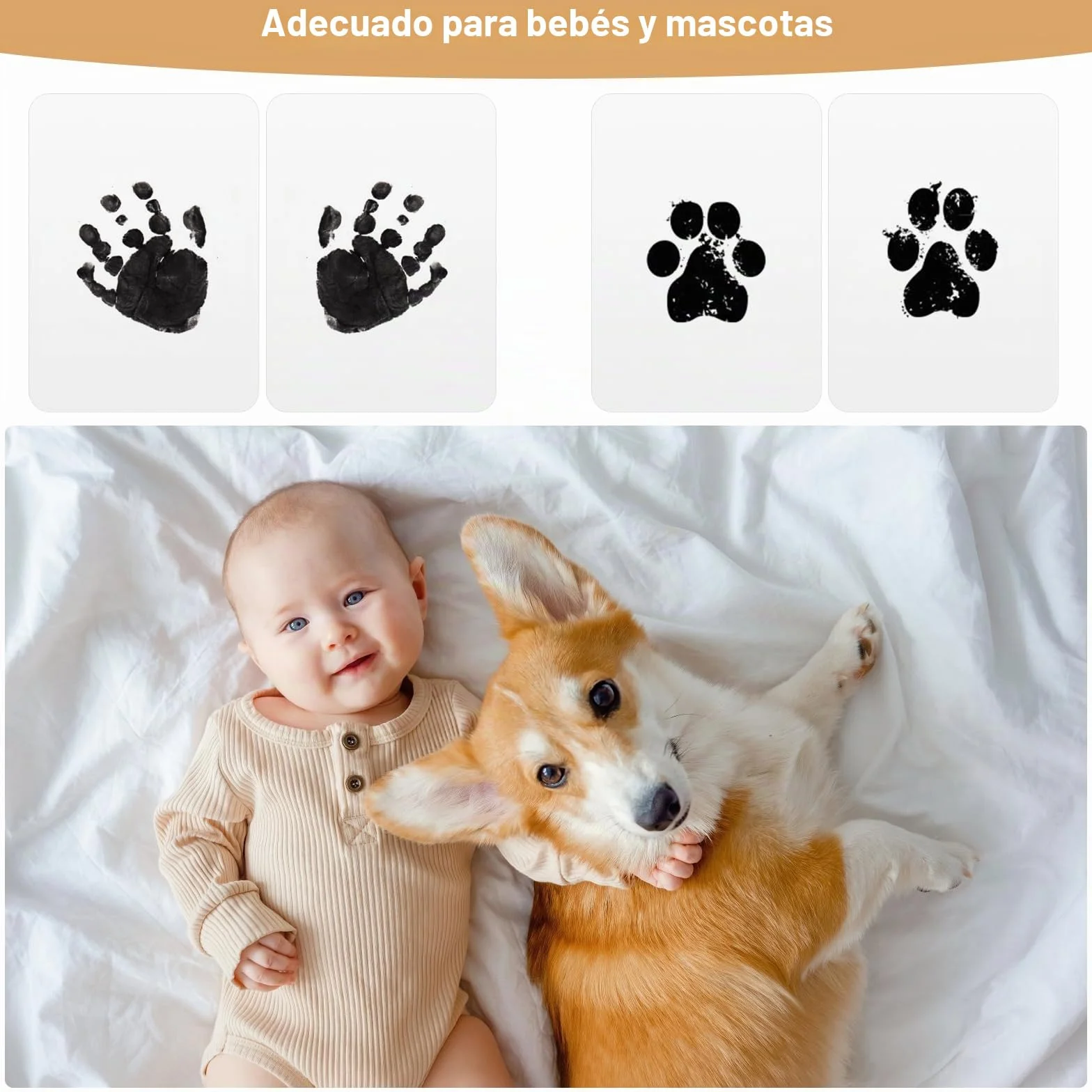 8 Piezas Kit Huella del Pie, Kit de Huellas Bebé Pie y Manos Almohadillas de Tinta No Tóxicas, No Tóxicas,No Se Mancha, Regalo de Bautizo o Recuerdo, Kit Huella del Mascota