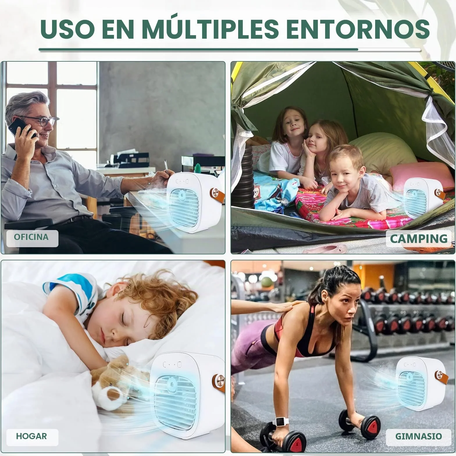 Enfriador de Aire Portátil, Mini Aire Acondicionado Móvil, Climatizadores Evaporativos con Función de Humidificación, 3 Velocidades, Ventilador De Sobremesa para Dormitorio Oficina, Blanco