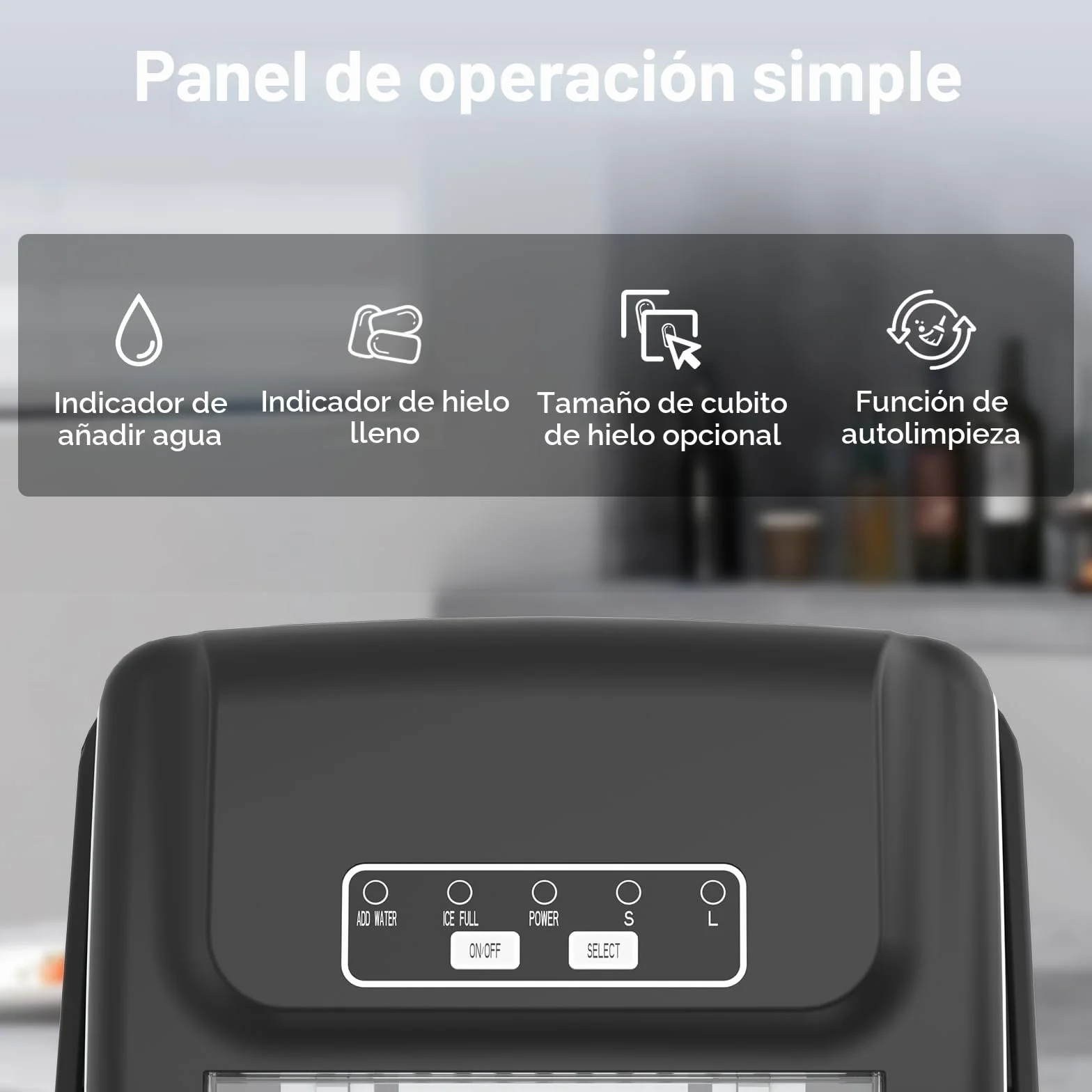 Máquina de cubitos de hielo pequeña de 1,2 litros, minimáquina de cubitos de hielo con función de, ventana de visualización, advertencia de escasez de agua, alarma con hielo (Silver)