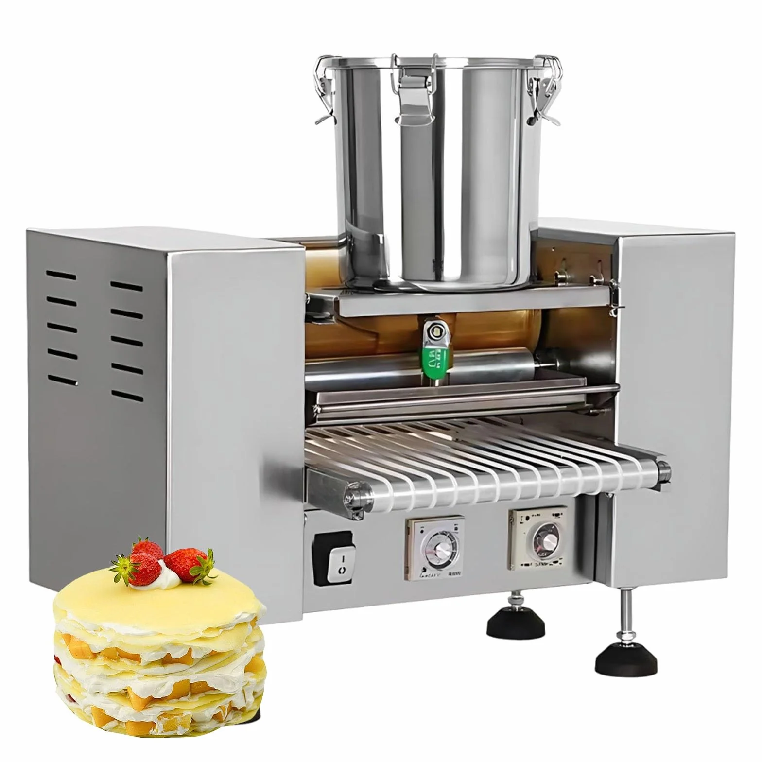 Commercial Crepe Maker 2800W, Acero Inoxidable 304 Máquina De Crepes Automática, De Dosificación De Masa, Producción Intensiva Para Restaurante Y Buffet(9in)