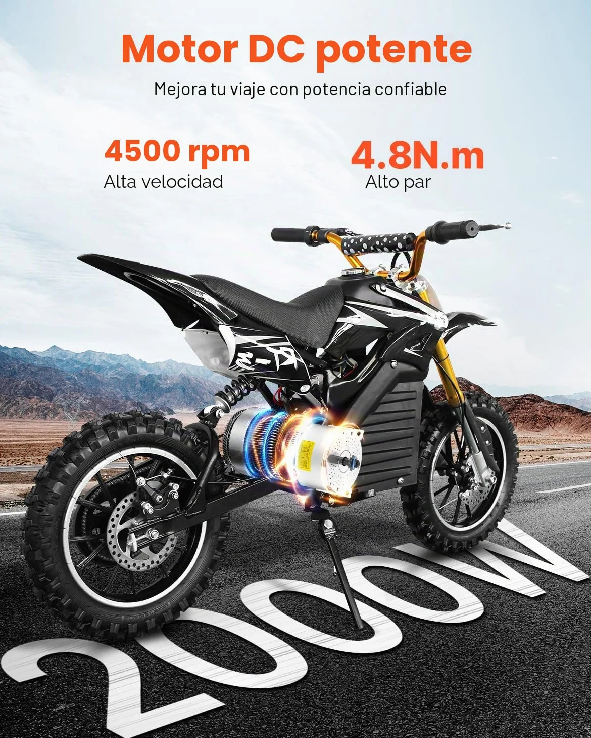VEVOR Kit Motor Eléctrico sin Escobillas DC 2000W 60V 4500 RPM Controlador Velocidad para Kart Bicicleta Eléctrica