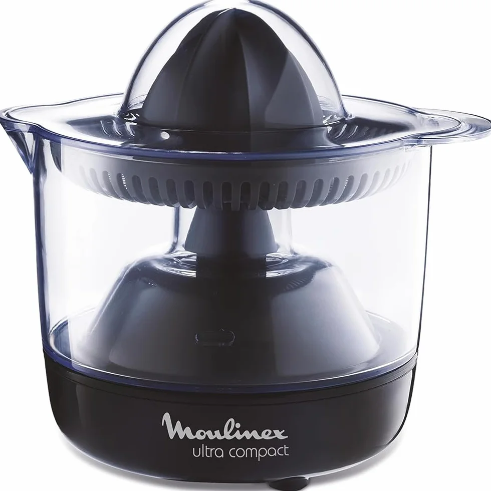 Moulinex Exprimidor Compacto de 25 W con Jarra Transparente Desmontable de 0,45 L, Cono de Doble Sentido, Apto para lavavajillas, De pástico, PC120870
