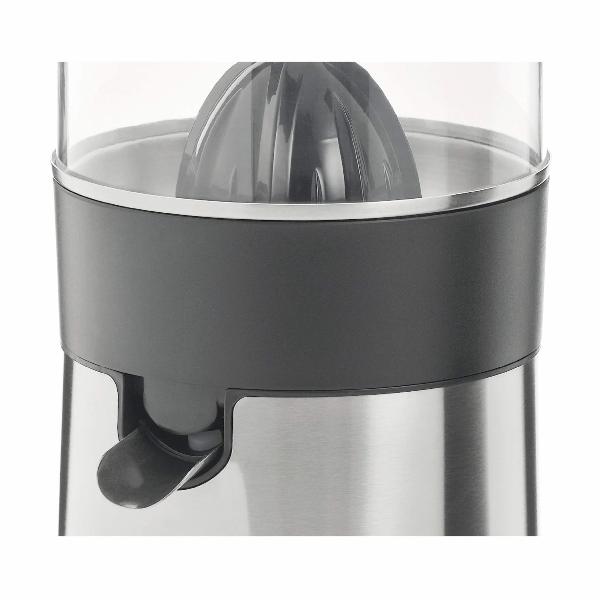 WMF Stelio - Exprimidor, 85 W, 2 conos intercambiables y colador extraíble de cromargan y cierre antigoteo, apto para limón, naranja y pomelo, acero inoxidable, cromargan