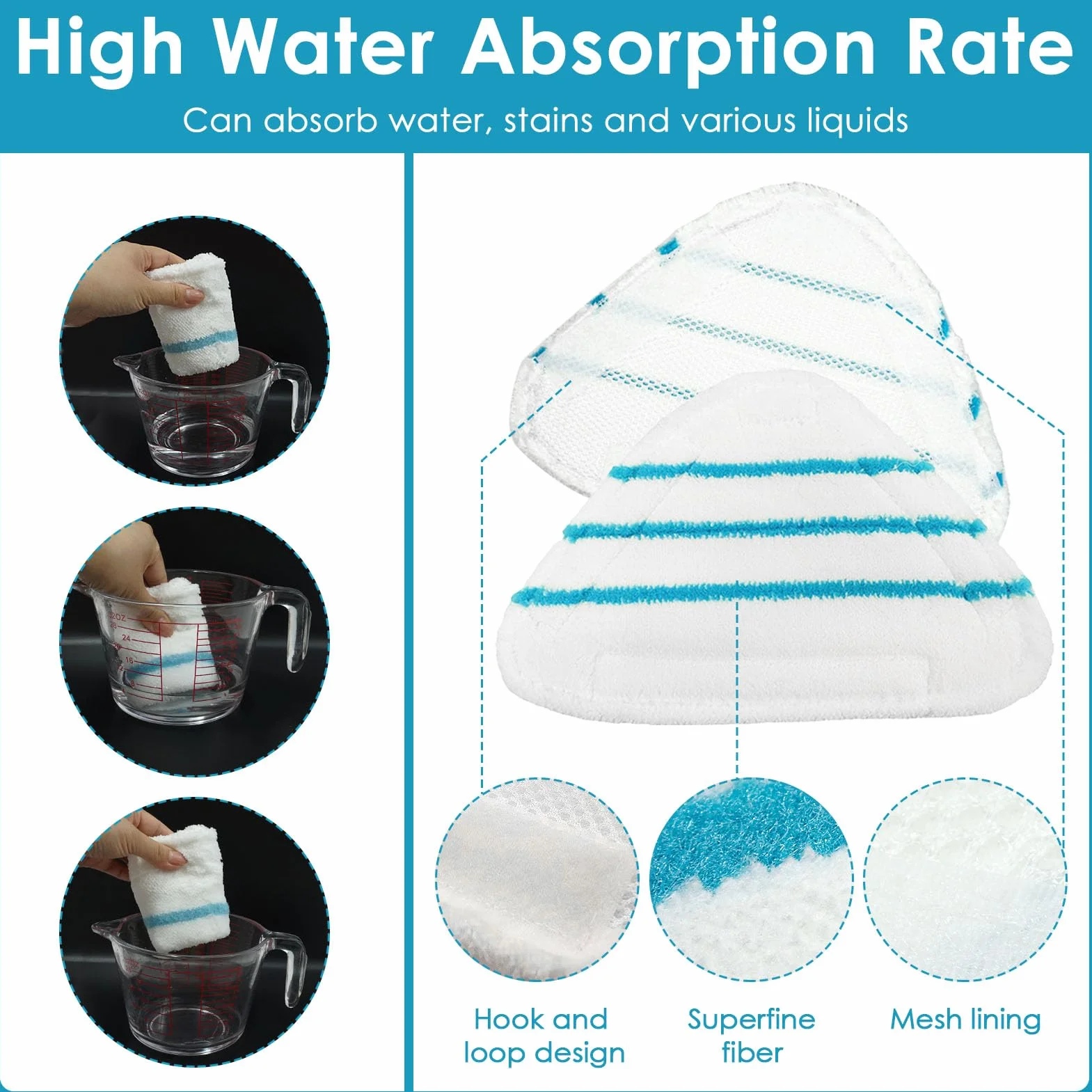 4 Piezas Fundas de Microfibra para Escoba de Vapor Triangular Accesorios para Aries Limpieza Vapor Universales Lavables para Limpiadores a Vapor Paños de Repuesto Mop a Vapor