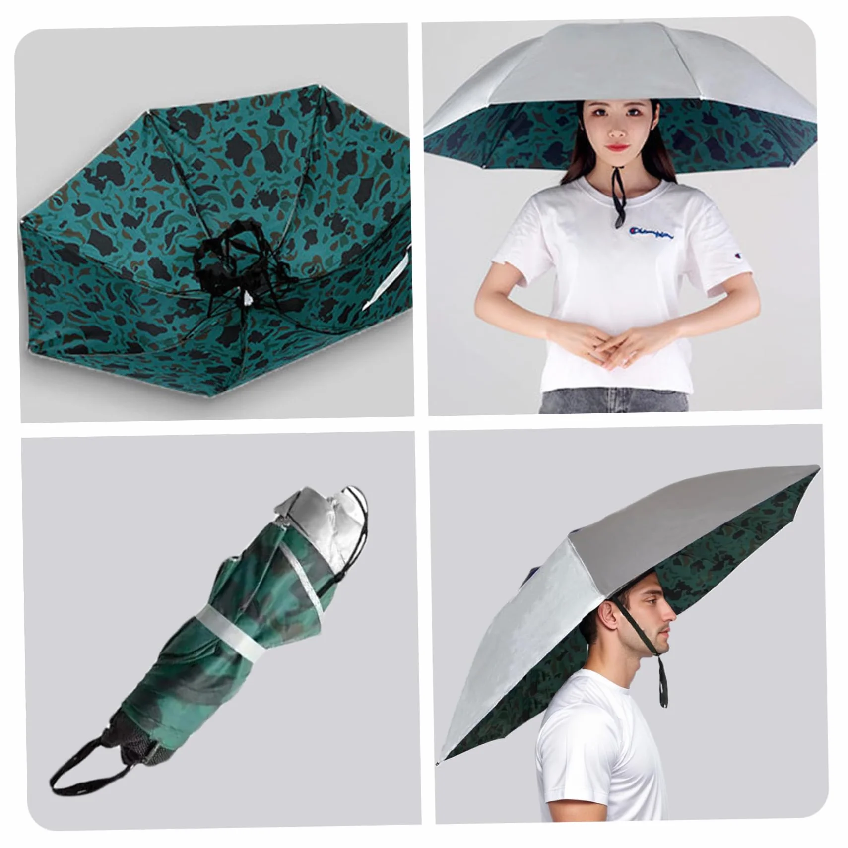 Sombrero paraguas plegable protección UV impermeable ajustable para hombre mujer pesca camping