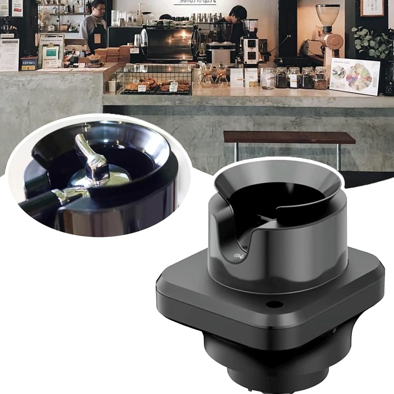 Cepillo de limpieza para máquina de espresso con 3 cabezales de cepillo de arco, limpiador automático de café molido, extraíble y fácil de limpiar para uso doméstico, cafetería o restaurante