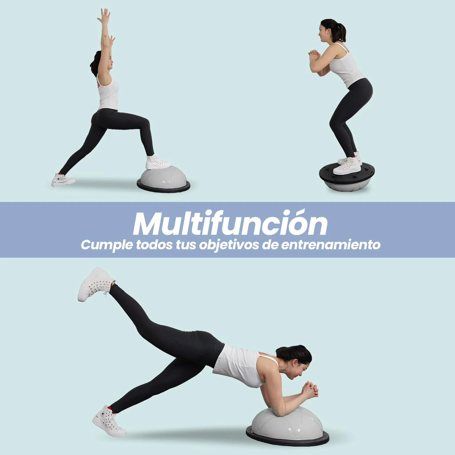 DH FitLife Pelota de equilibrio yoga 60 x 22 cm 200 kg media pelota de gimnasia con bomba y bandas