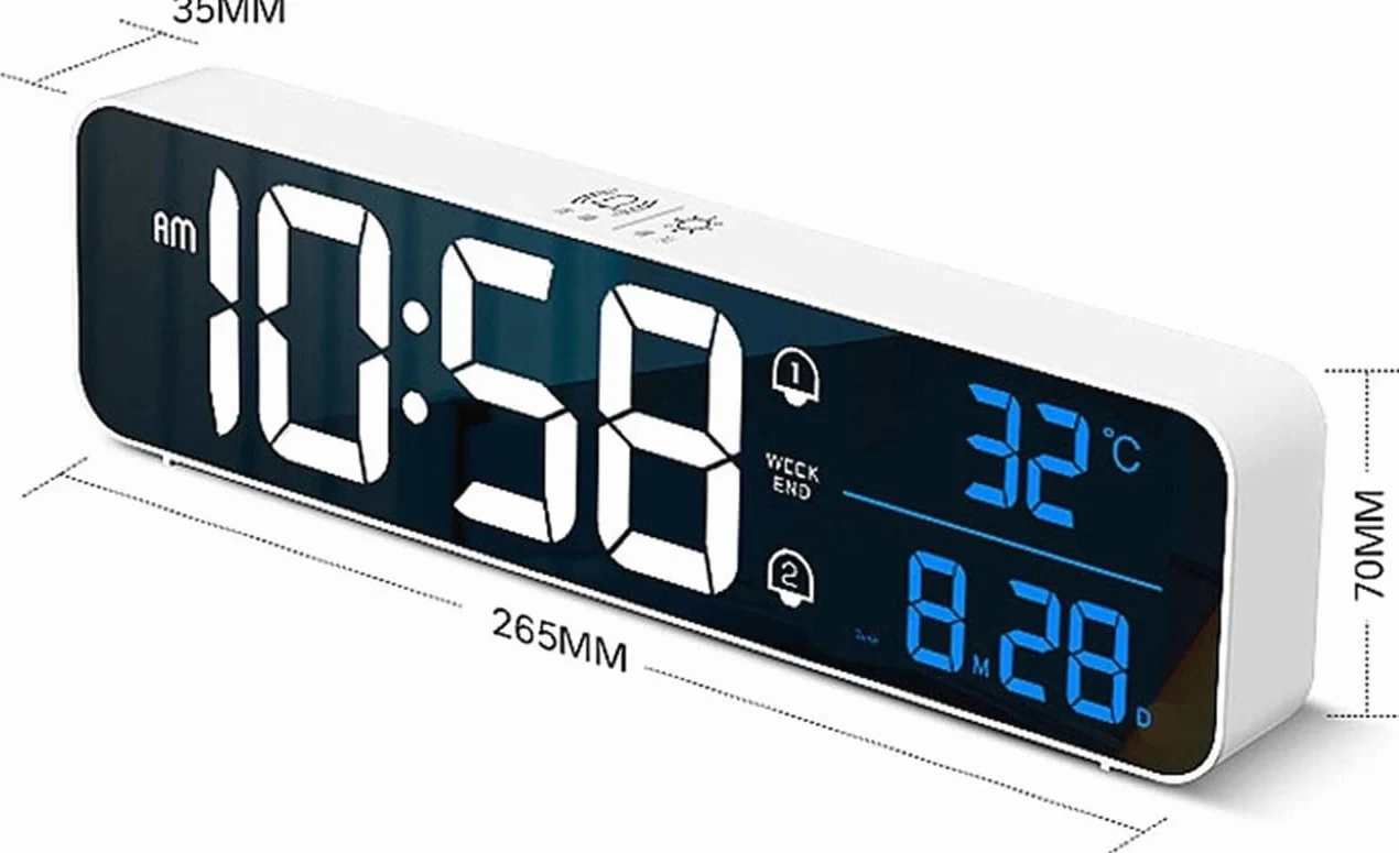 Despertador, Regulador de Brillo con USB/batería(White)
